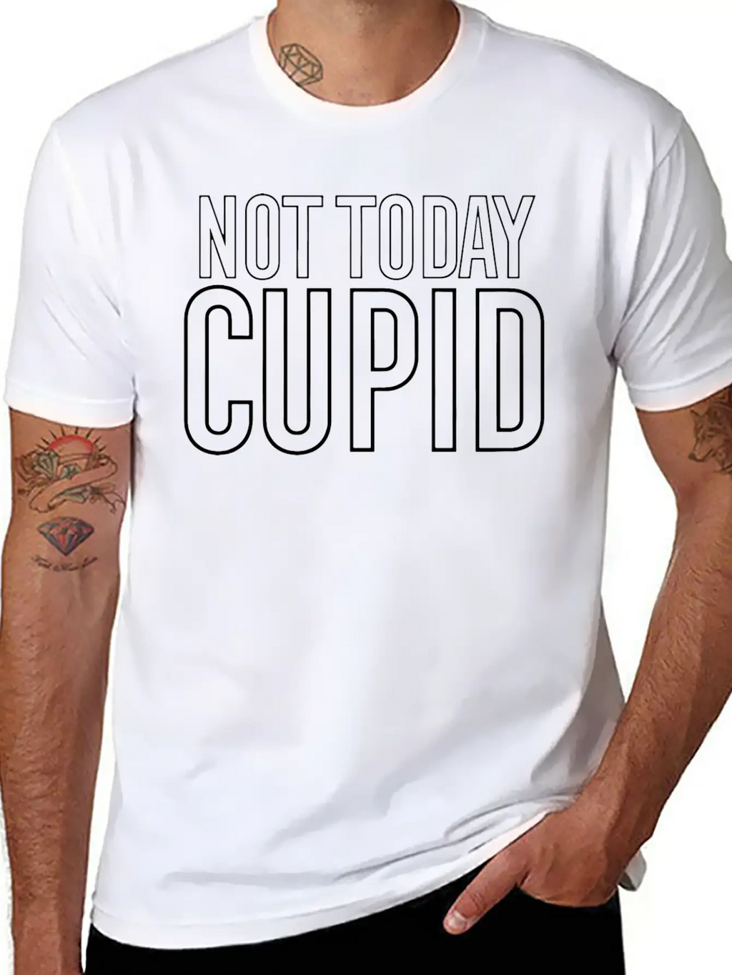 Not Today Cupid Funny Valentines Sarcastic Unisex Short Sleeve Soft Cotton T-Shirt – Casual Everyday Wear