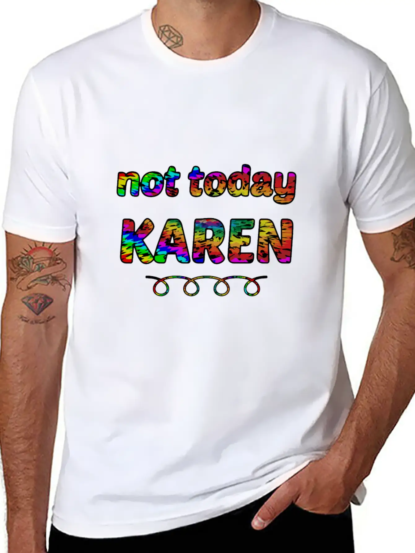 Not Today Karen Tie Dye Style Funny Karen Unisex Short Sleeve Soft Cotton T-Shirt – Casual Everyday Wear