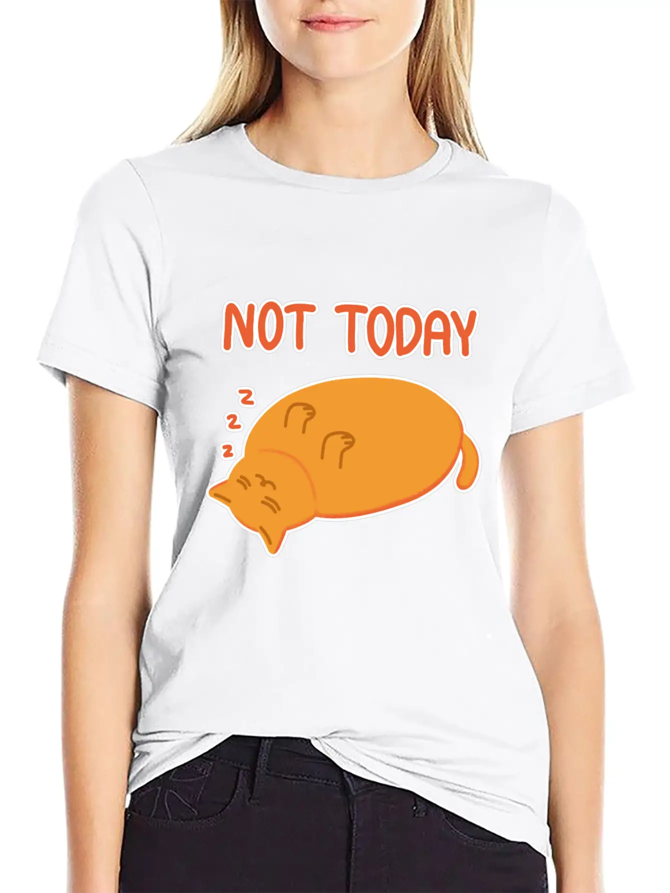 Not Today Lazy Orange Cat Unisex Casual T-Shirt – Clean Design For Daily Comfort