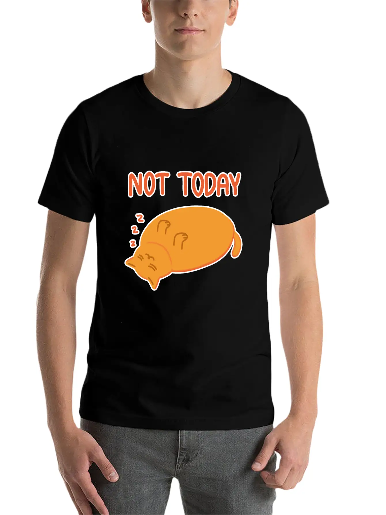 Not Today Lazy Orange Cat Unisex Casual T-Shirt – Clean Design For Daily Comfort