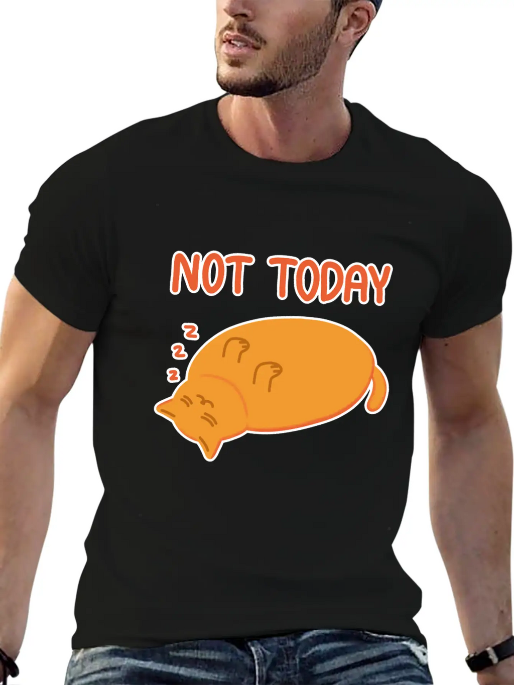 Not Today Lazy Orange Cat Unisex Casual T-Shirt – Clean Design For Daily Comfort
