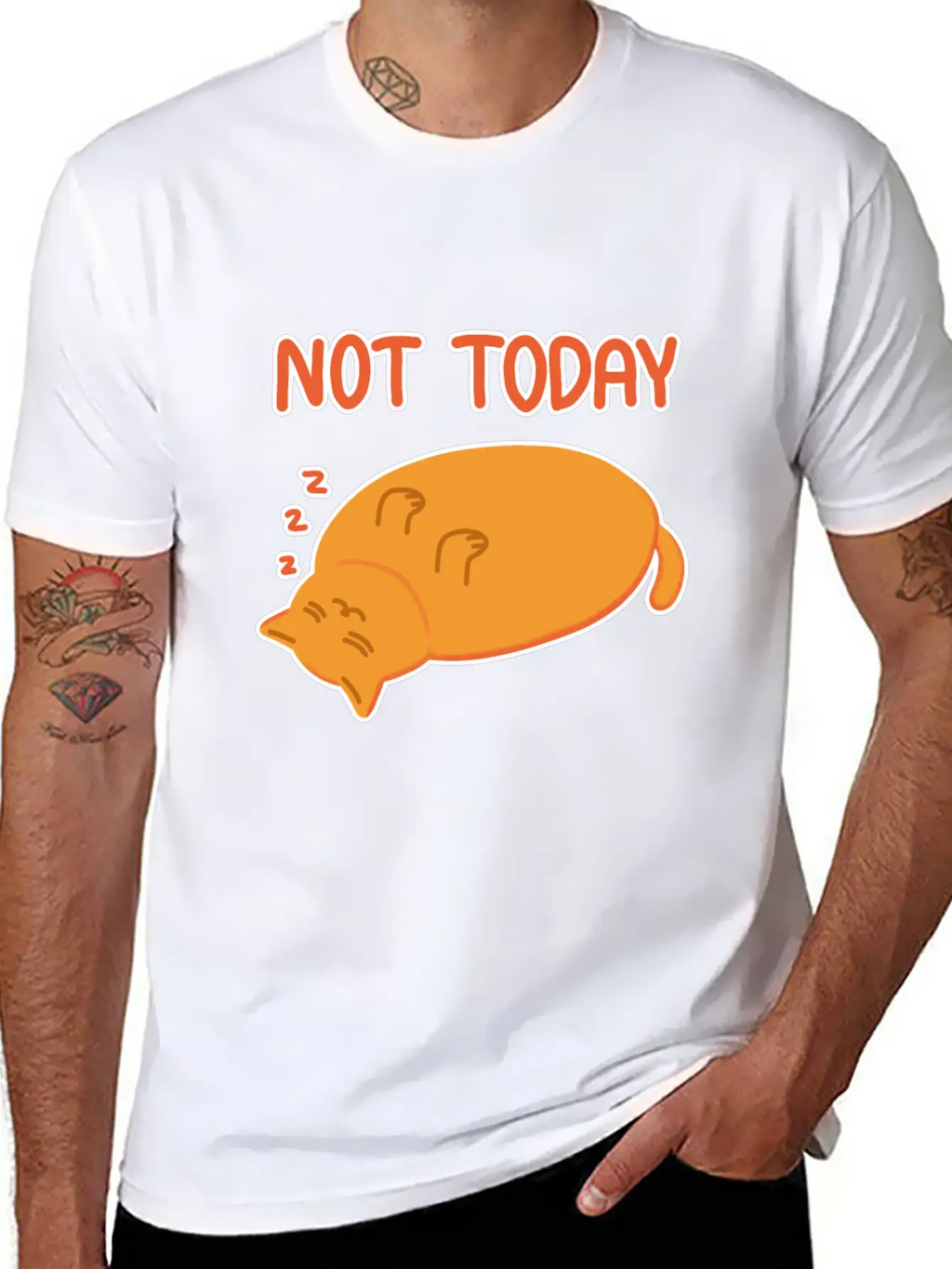 Not Today Lazy Orange Cat Unisex Casual T-Shirt – Clean Design For Daily Comfort