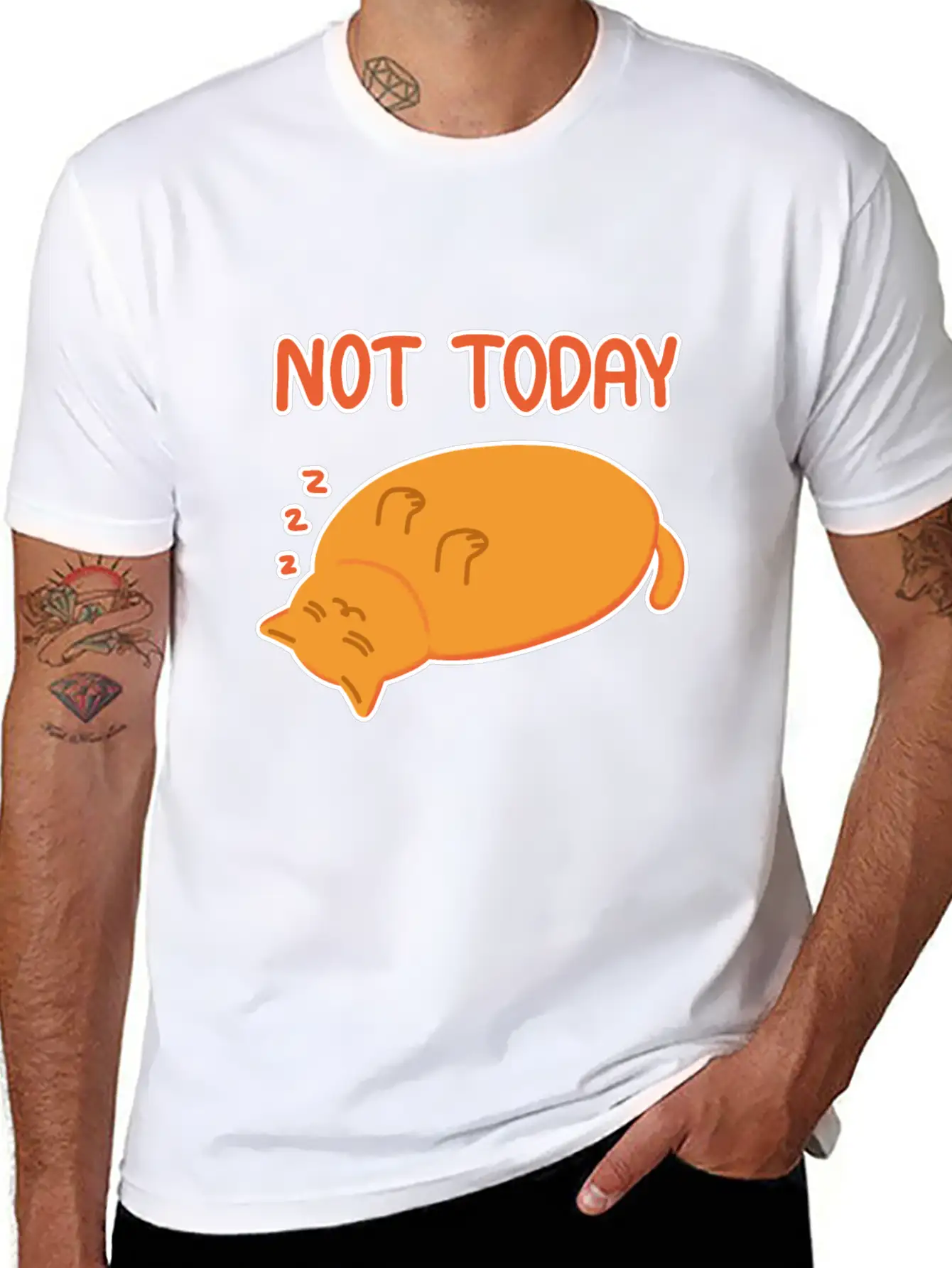 Not Today Lazy Orange Cat Unisex Casual T-Shirt – Clean Design For Daily Comfort