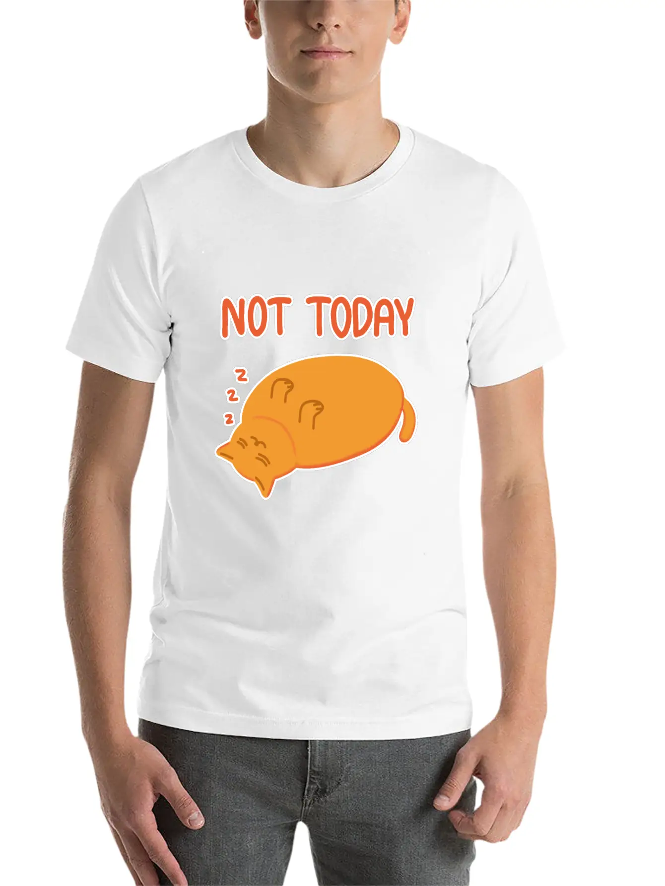 Not Today Lazy Orange Cat Unisex Casual T-Shirt – Clean Design For Daily Comfort