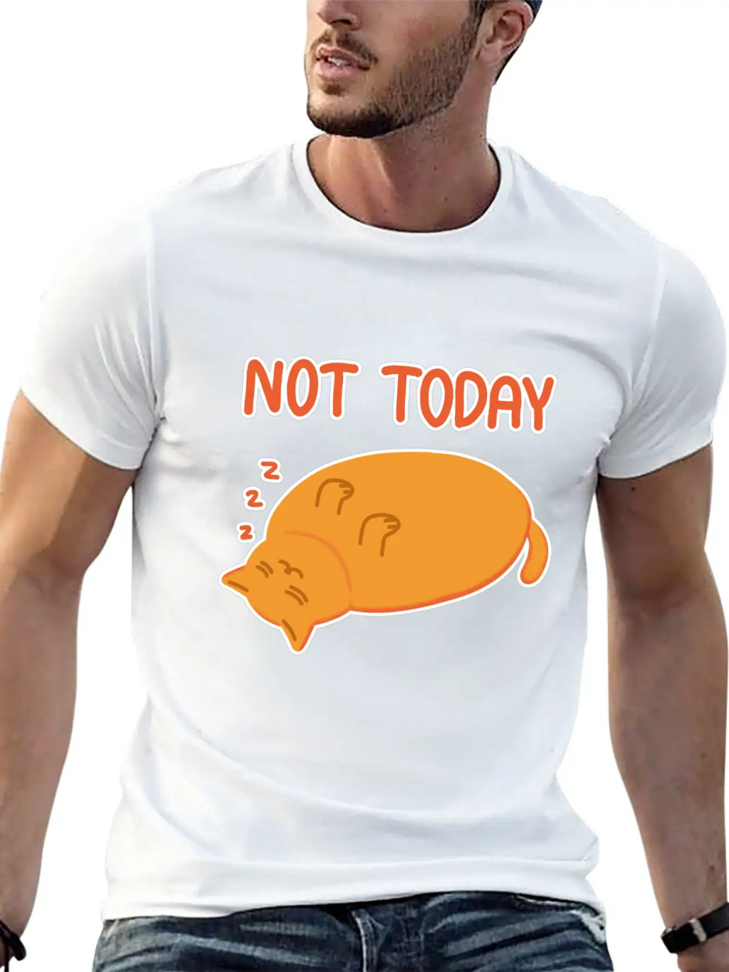 Not Today Lazy Orange Cat Unisex Casual T-Shirt – Clean Design For Daily Comfort