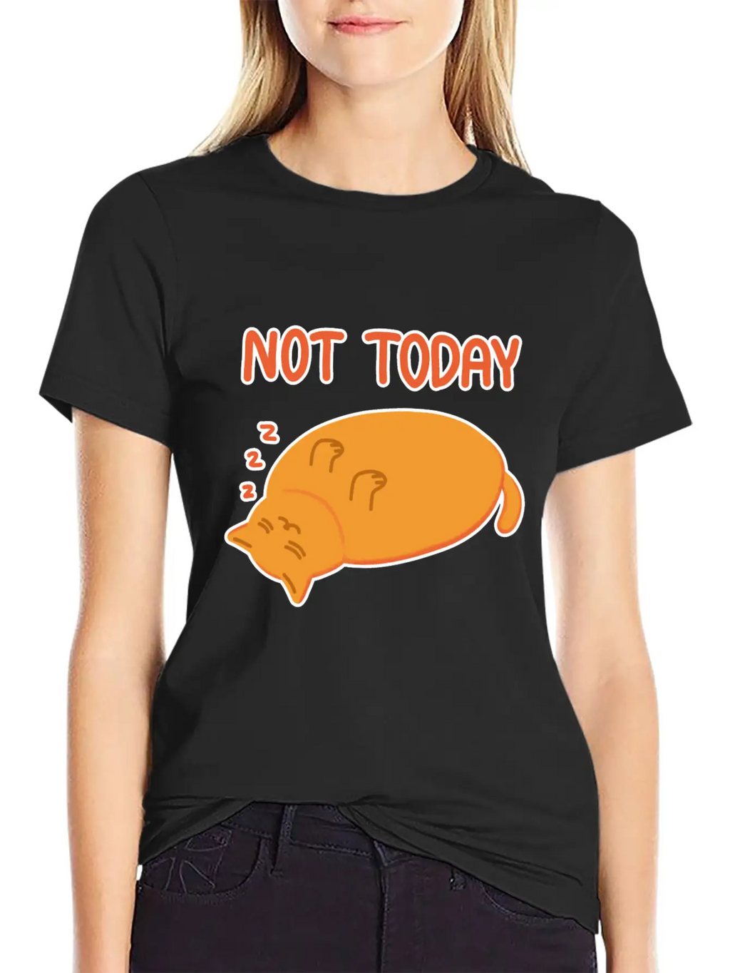 Not Today Lazy Orange Cat Unisex Casual T-Shirt – Clean Design For Daily Comfort