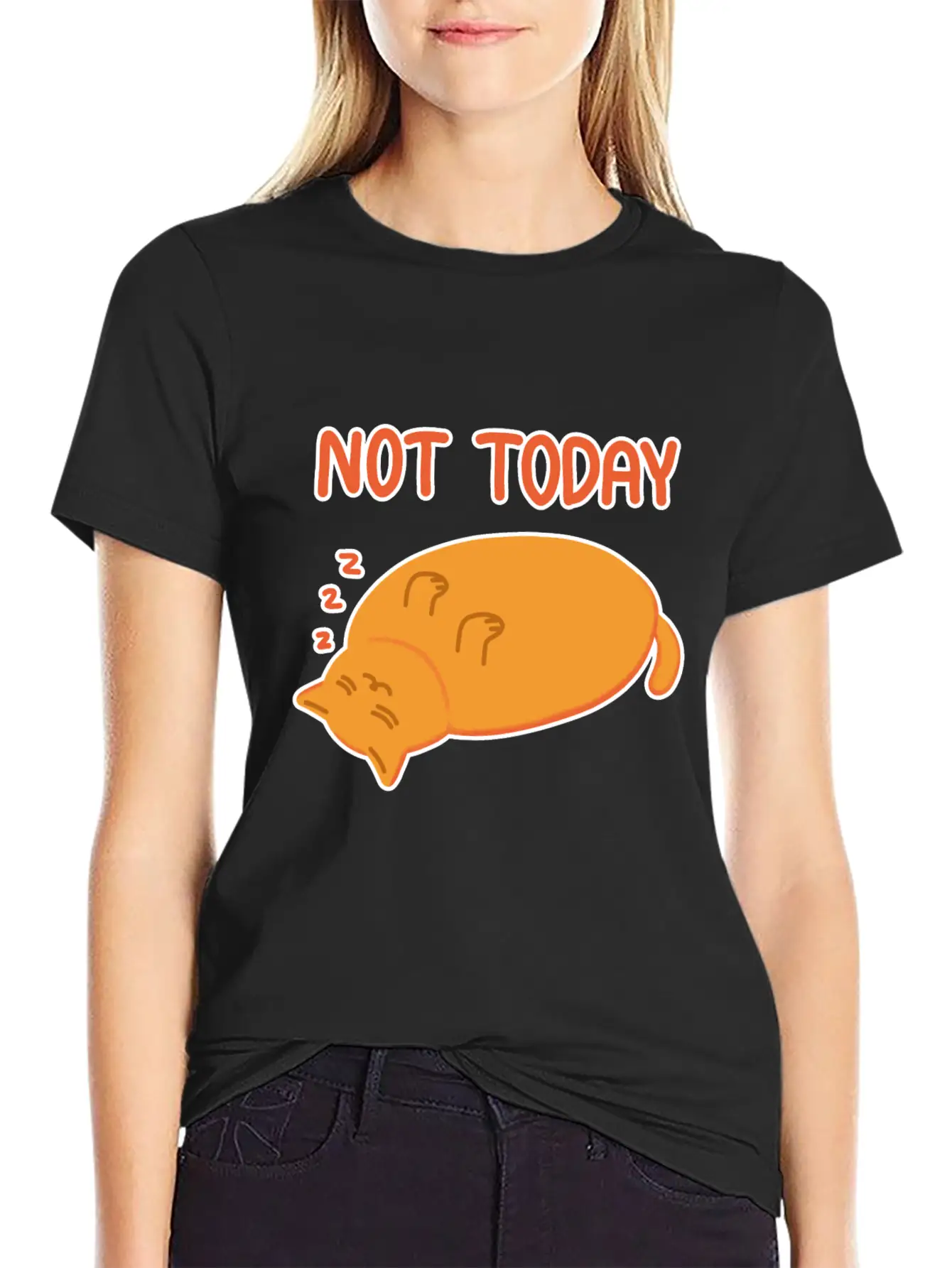 Not Today Lazy Orange Cat Unisex Casual T-Shirt – Clean Design For Daily Comfort