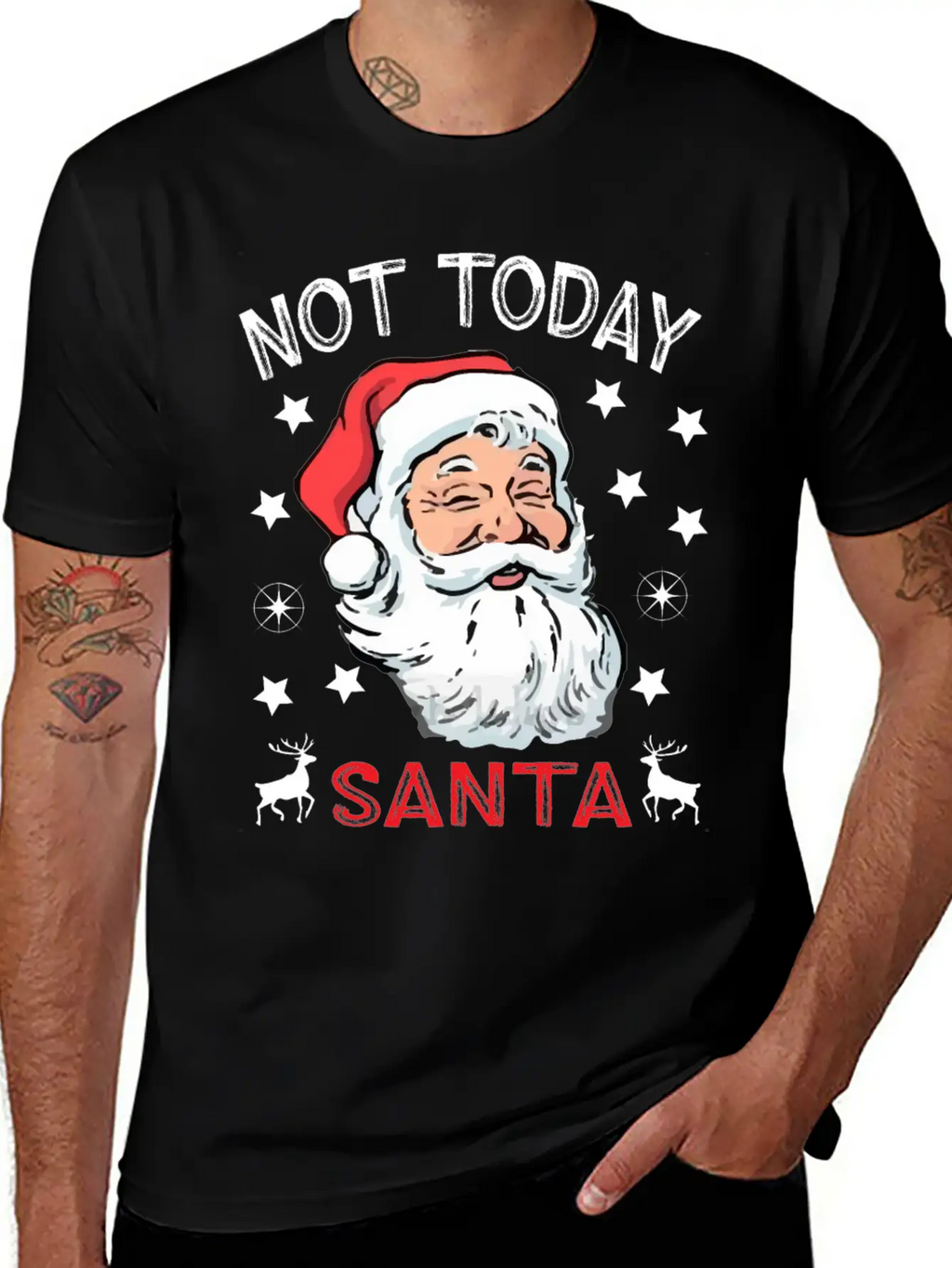 NOT TODAY SANTA IS WATCHING Breathable Soft Cotton T-Shirt – Timeless Casual Look