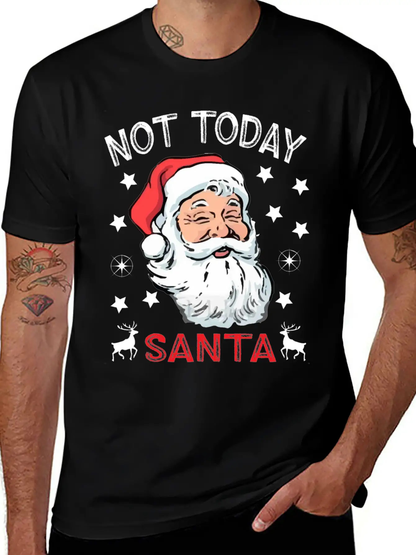 NOT TODAY SANTA IS WATCHING Breathable Soft Cotton T-Shirt – Timeless Casual Look