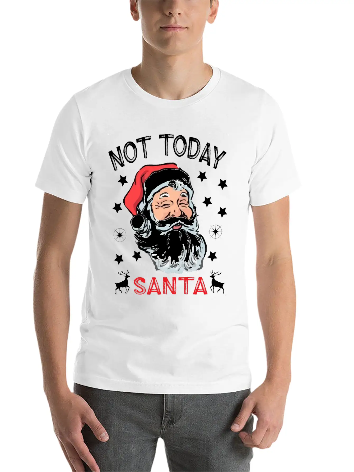 NOT TODAY SANTA IS WATCHING Breathable Soft Cotton T-Shirt – Timeless Casual Look