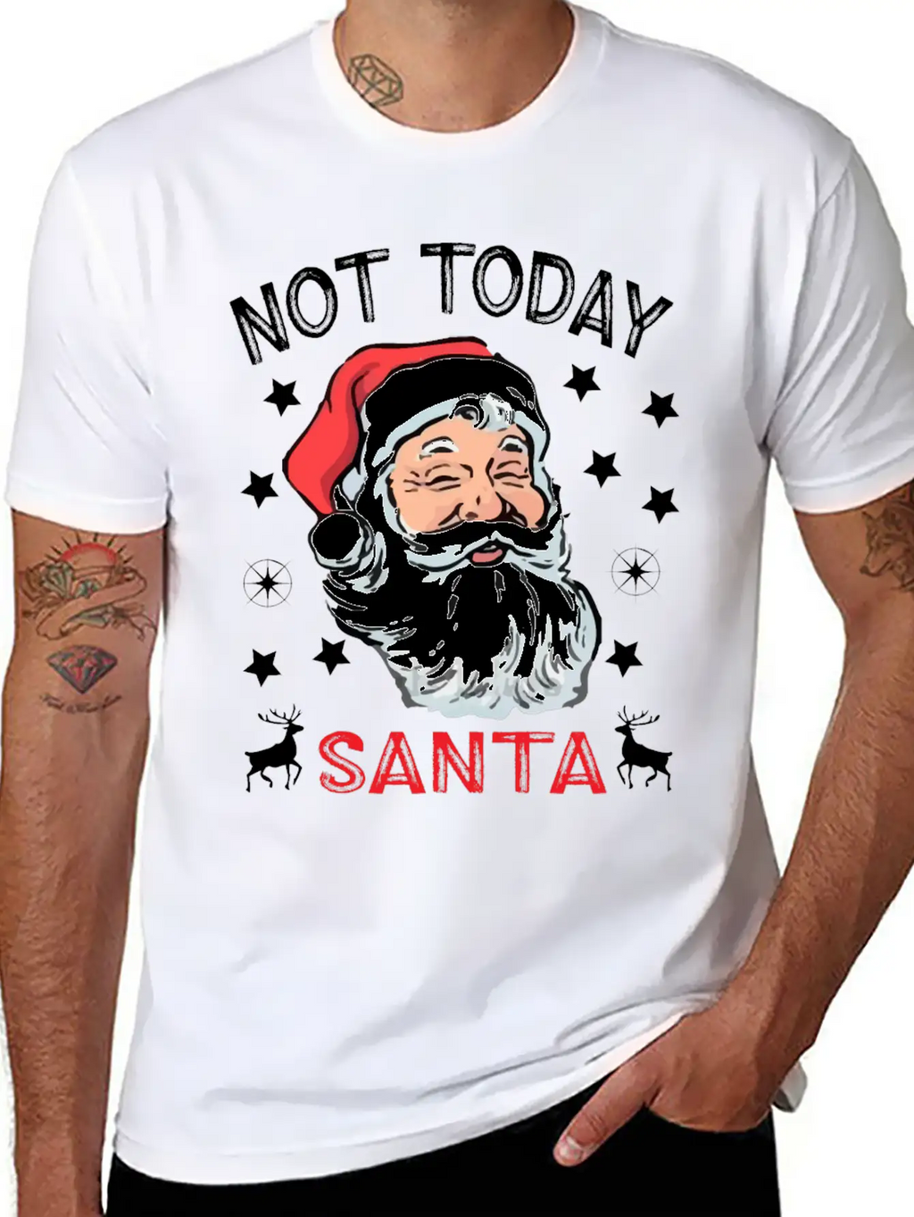 NOT TODAY SANTA IS WATCHING Breathable Soft Cotton T-Shirt – Timeless Casual Look