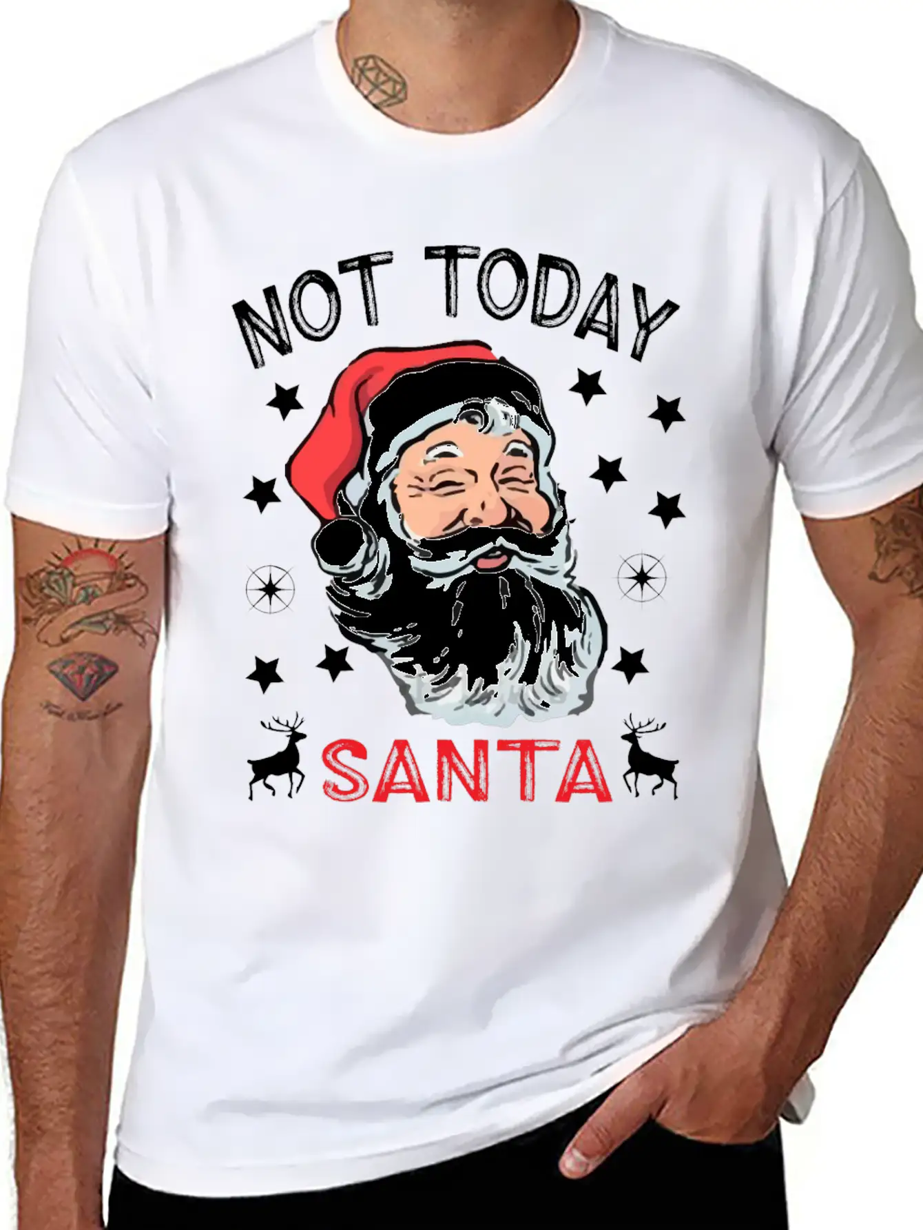 NOT TODAY SANTA IS WATCHING Breathable Soft Cotton T-Shirt – Timeless Casual Look