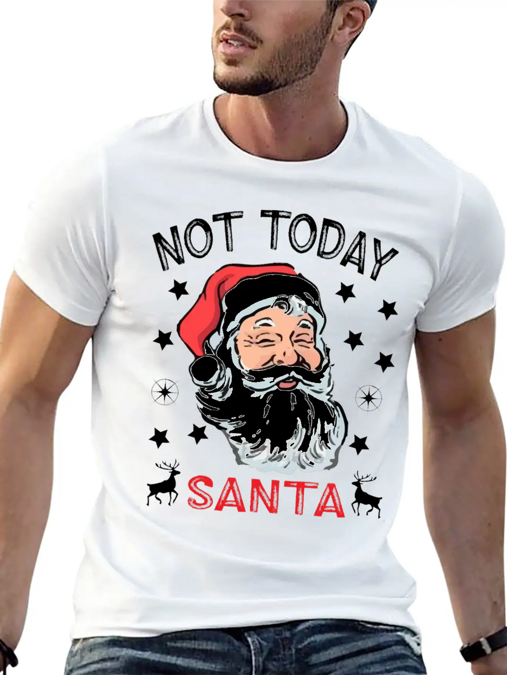 NOT TODAY SANTA IS WATCHING Breathable Soft Cotton T-Shirt – Timeless Casual Look