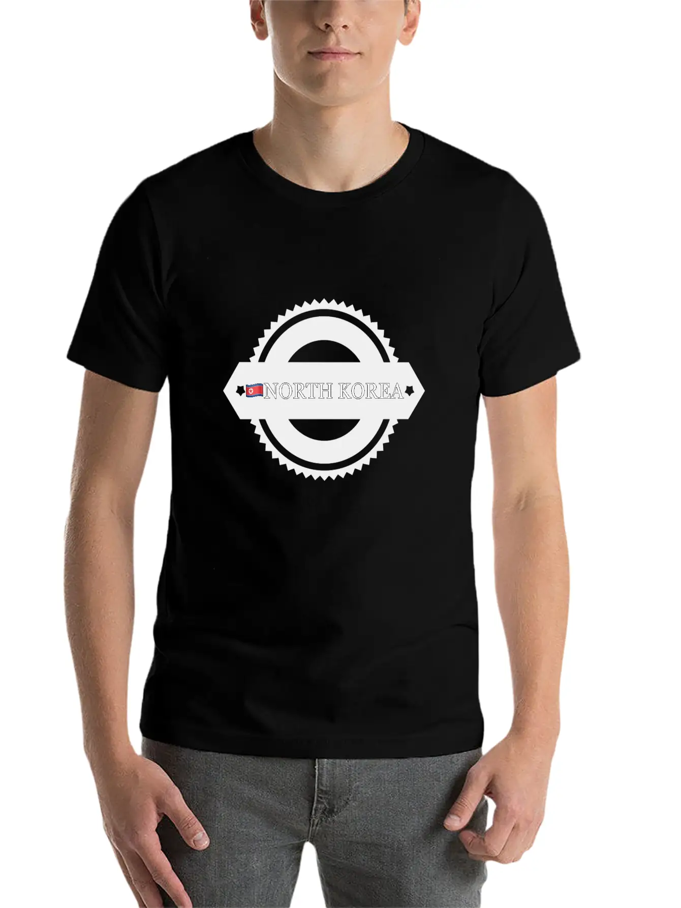 Noth Korea With Flag Breathable Soft Cotton T-Shirt – Timeless Casual Look