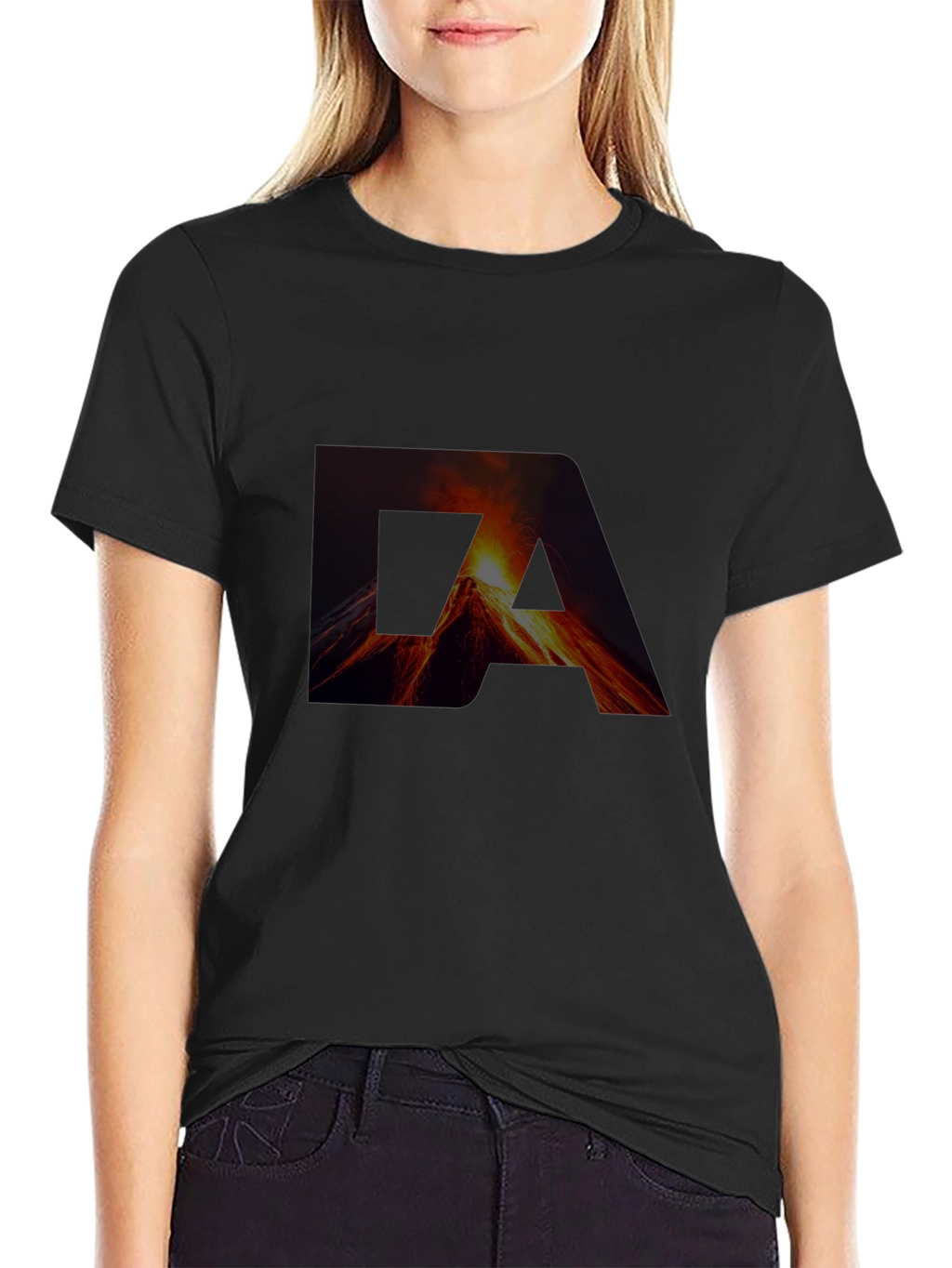 Volcano Graphic Black T-Shirt - Bold Statement Tee