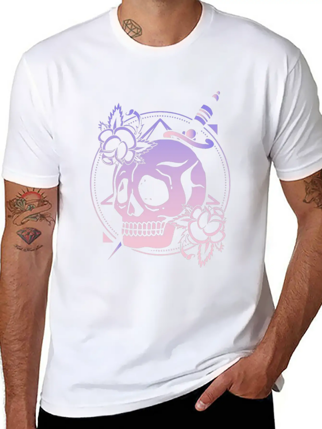 Nu Goth Skull Rose Japanese Witchcraft Satanism Unisex Short Sleeve Soft Cotton T-Shirt – Casual Everyday Wear