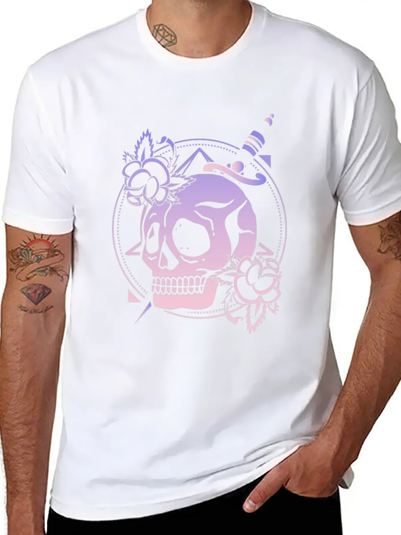 Nu Goth Skull Rose Japanese Witchcraft Satanism Unisex Short Sleeve Soft Cotton T-Shirt – Casual Everyday Wear