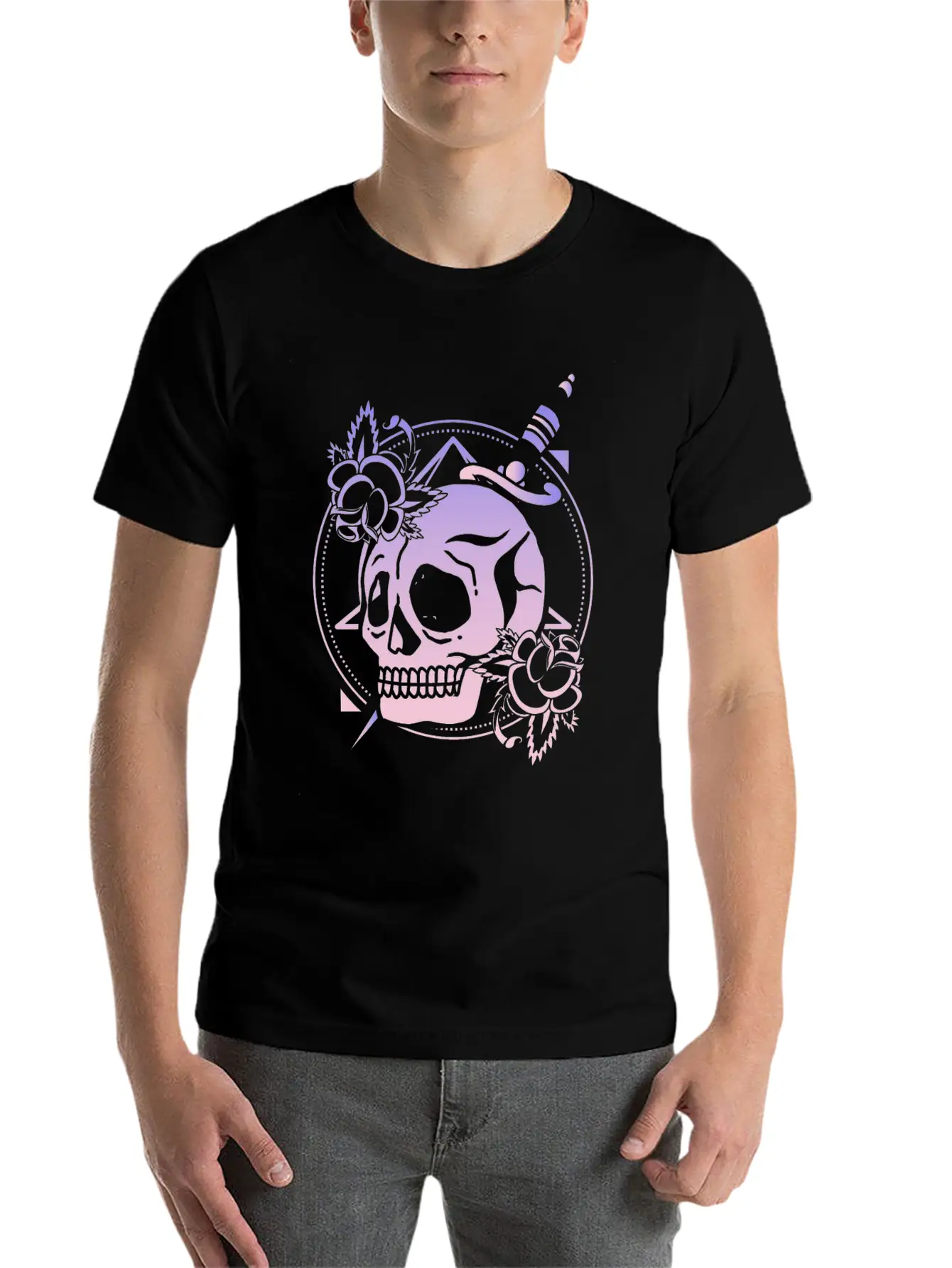 Nu Goth Skull Rose Japanese Witchcraft Satanism Unisex Short Sleeve Soft Cotton T-Shirt – Casual Everyday Wear
