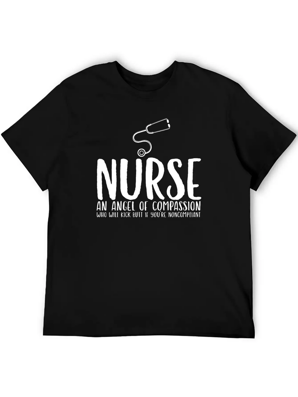 Nurse An Angel Who Kicks Butt Casual Graphic T-Shirt – Simple And Comfortable Daily Wear