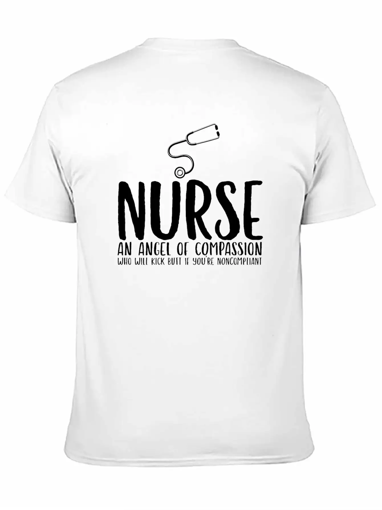 Nurse An Angel Who Kicks Butt Casual Graphic T-Shirt – Simple And Comfortable Daily Wear