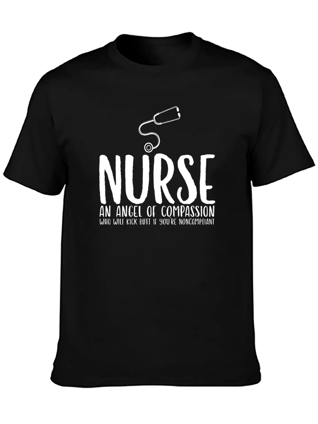 Nurse An Angel Who Kicks Butt Casual Graphic T-Shirt – Simple And Comfortable Daily Wear