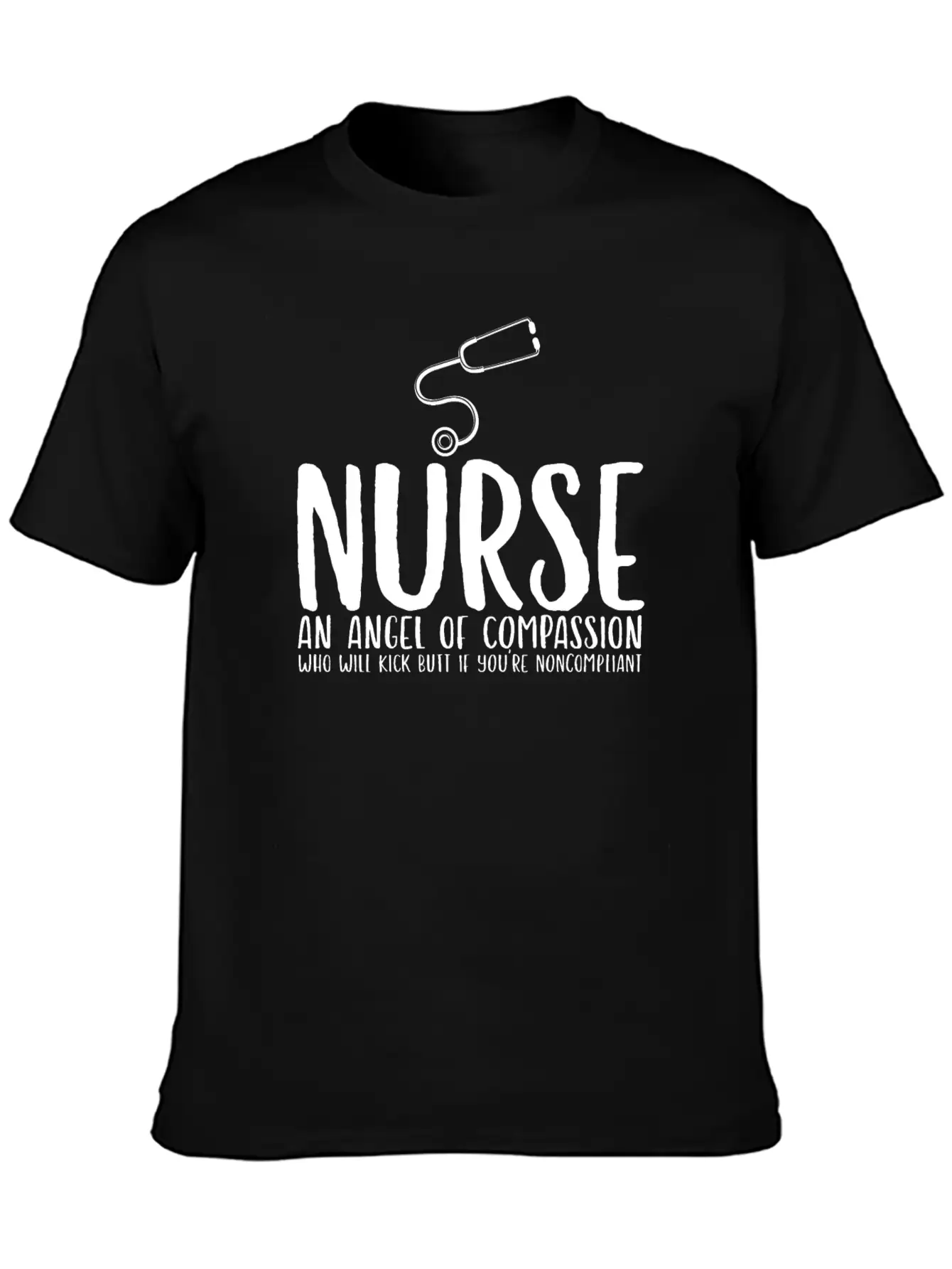 Nurse An Angel Who Kicks Butt Casual Graphic T-Shirt – Simple And Comfortable Daily Wear