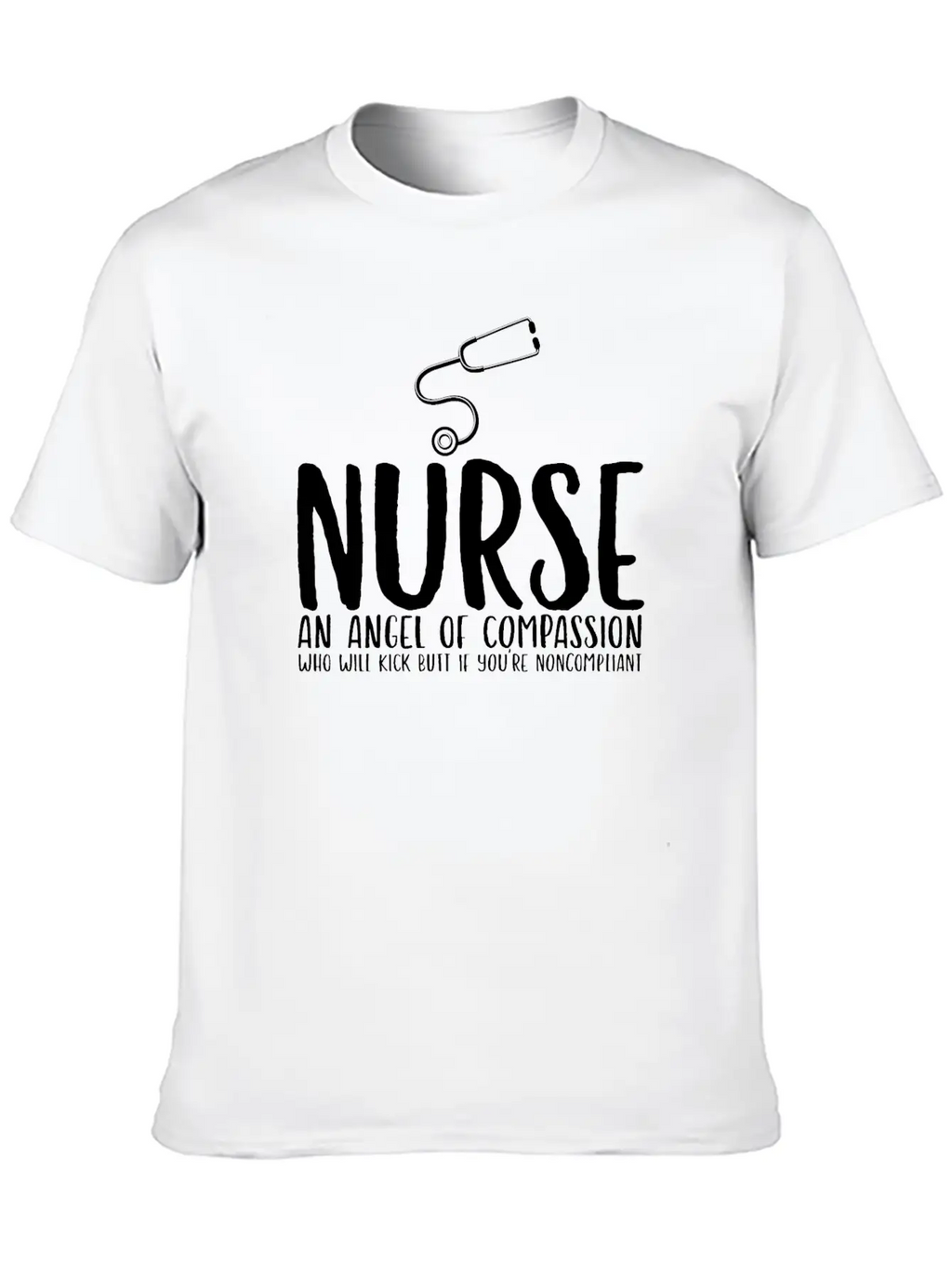 Nurse An Angel Who Kicks Butt Casual Graphic T-Shirt – Simple And Comfortable Daily Wear