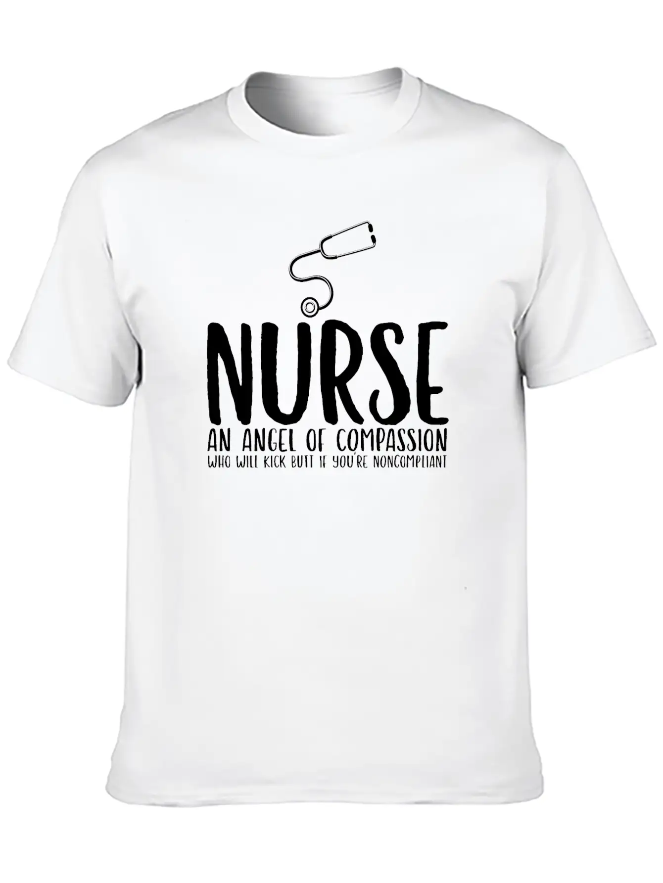 Nurse An Angel Who Kicks Butt Casual Graphic T-Shirt – Simple And Comfortable Daily Wear
