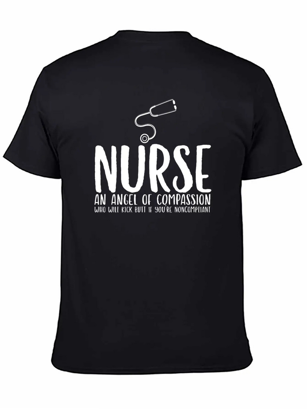 Nurse An Angel Who Kicks Butt Casual Graphic T-Shirt – Simple And Comfortable Daily Wear
