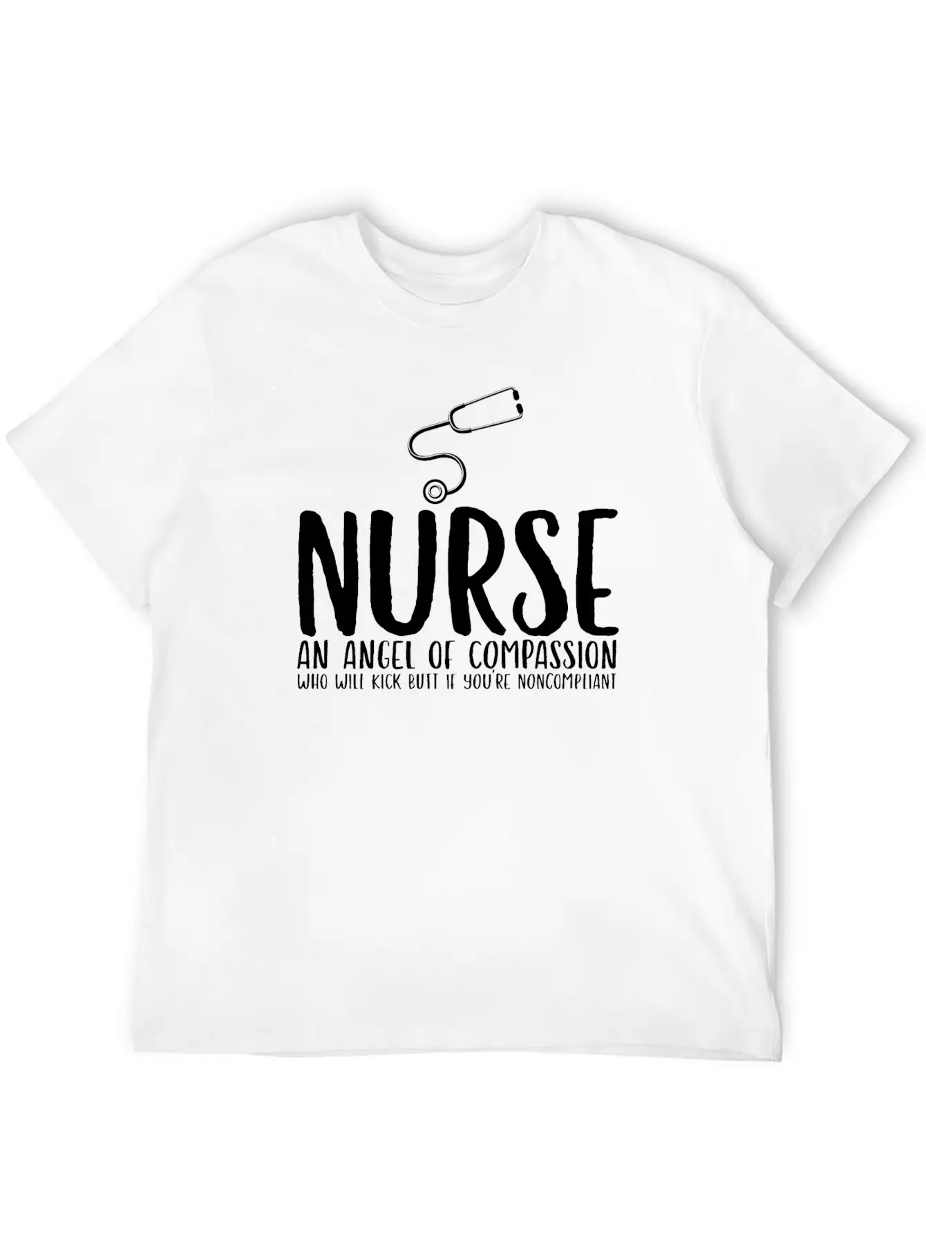 Nurse An Angel Who Kicks Butt Casual Graphic T-Shirt – Simple And Comfortable Daily Wear