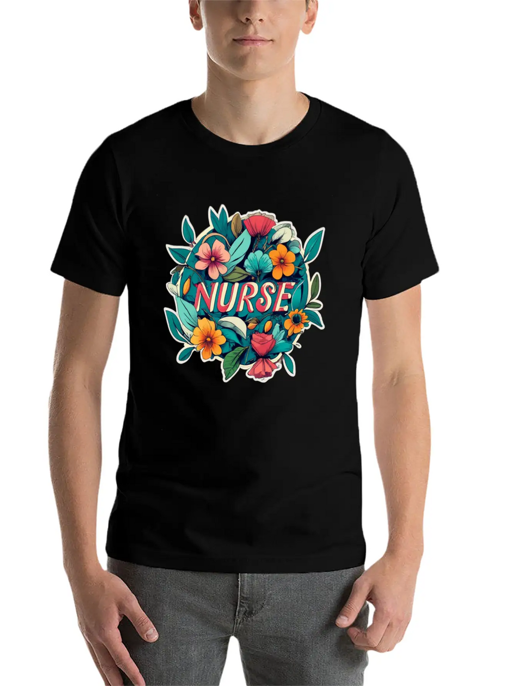Nurse Nurses Flower Flowers Essential Cotton Tee For Daily Outfits – Unisex Style