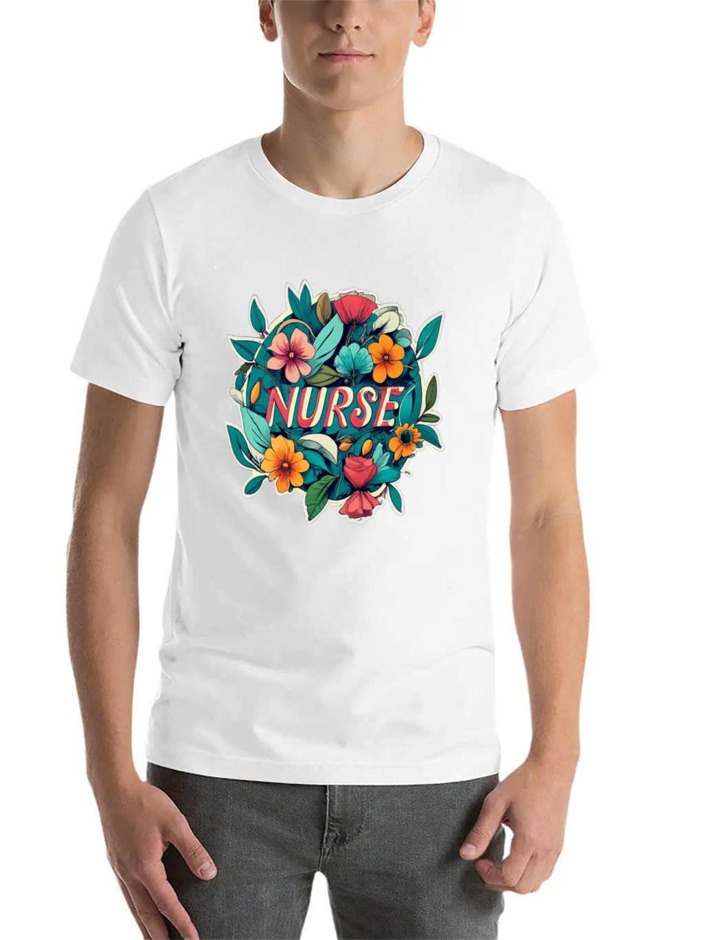 Nurse Nurses Flower Flowers Essential Cotton Tee For Daily Outfits – Unisex Style