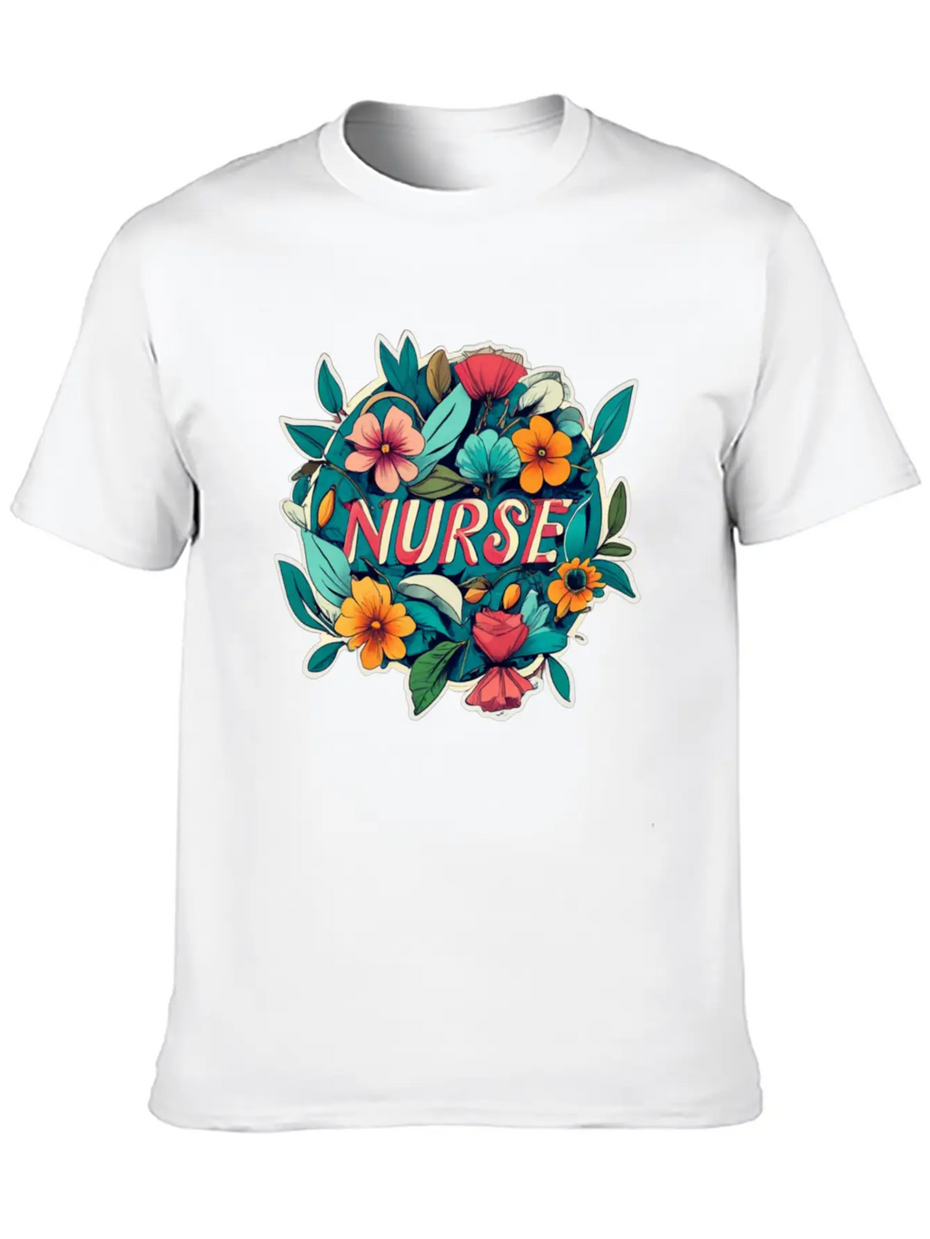 Nurse Nurses Flower Flowers Essential Cotton Tee For Daily Outfits – Unisex Style