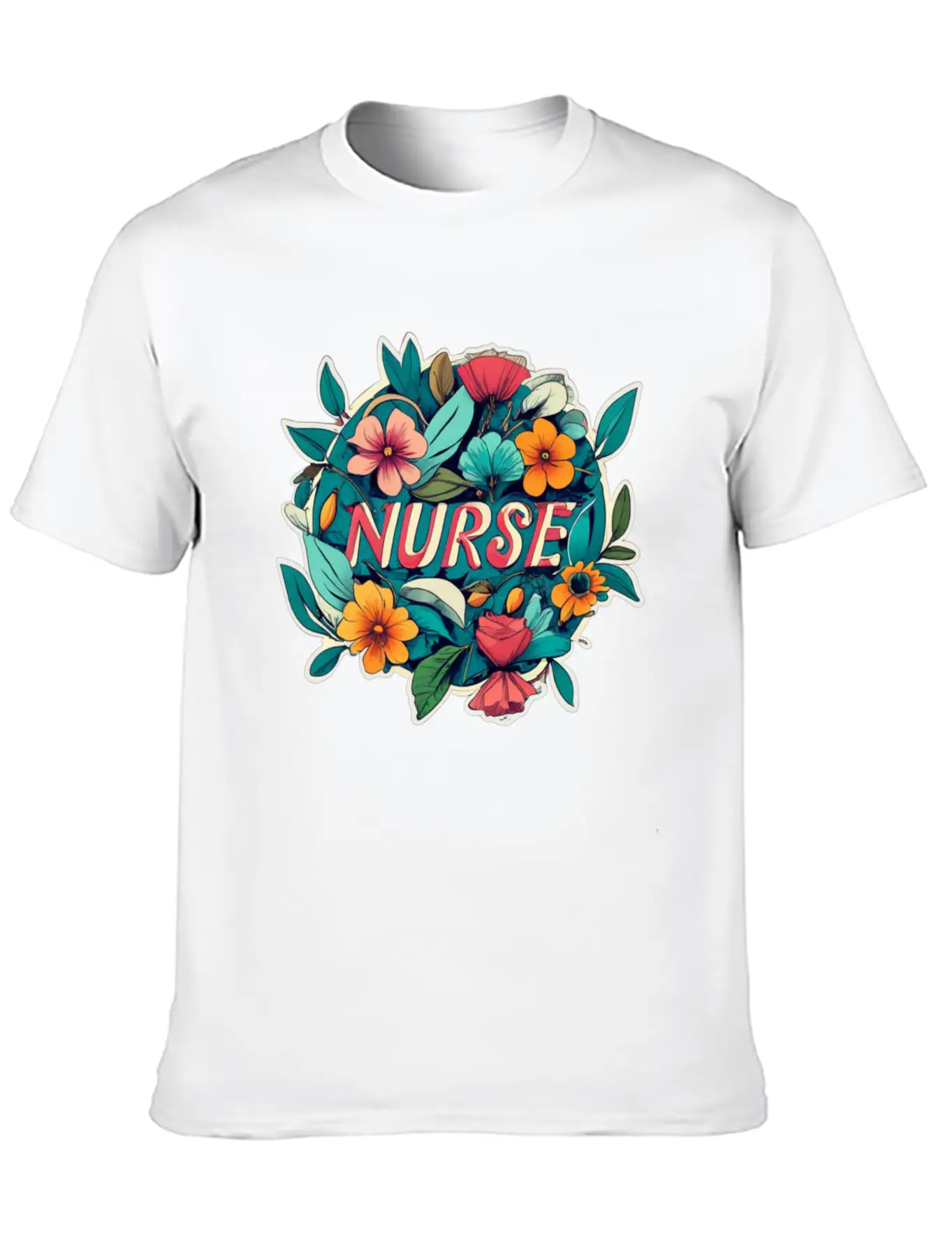 Nurse Nurses Flower Flowers Essential Cotton Tee For Daily Outfits – Unisex Style