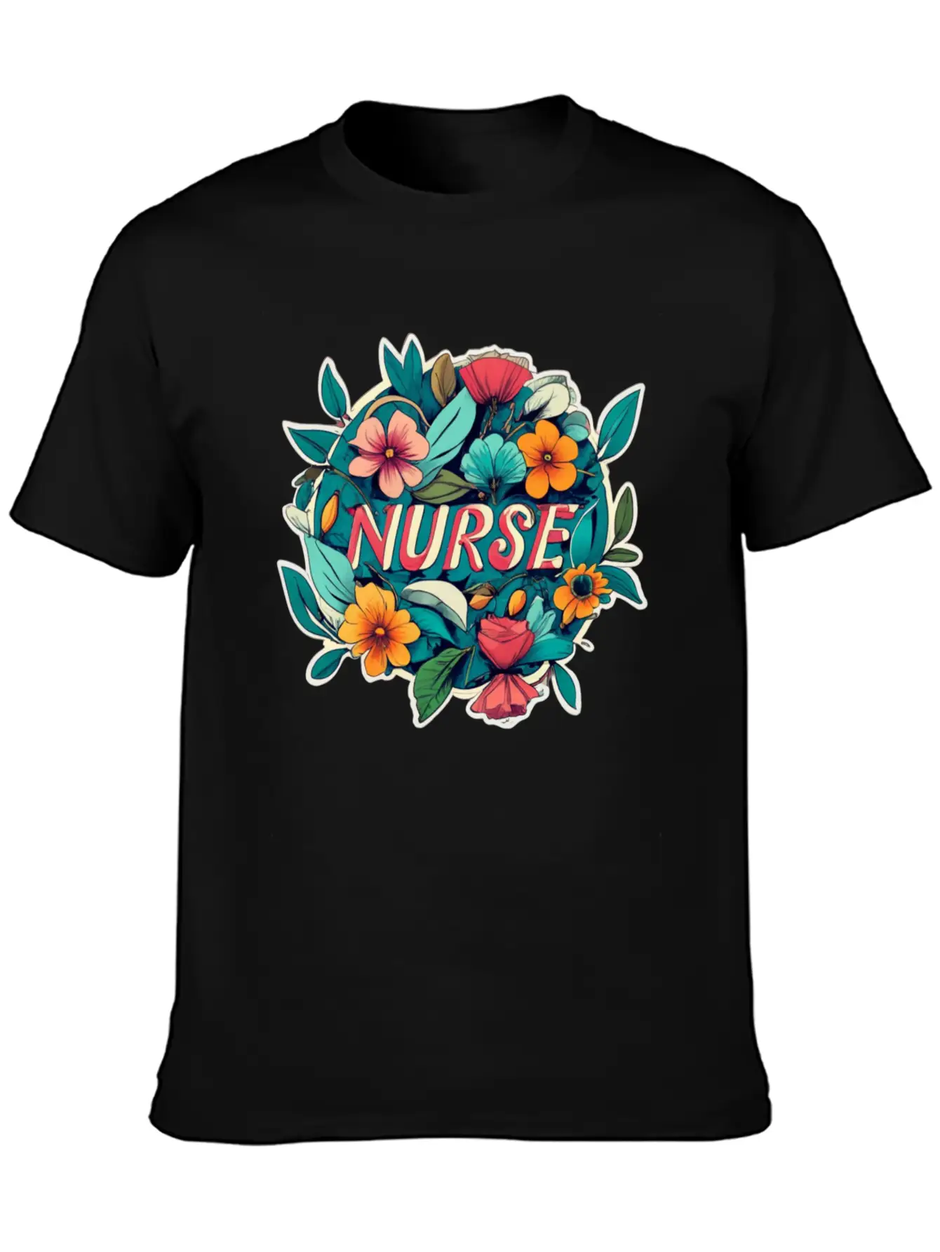 Nurse Nurses Flower Flowers Essential Cotton Tee For Daily Outfits – Unisex Style