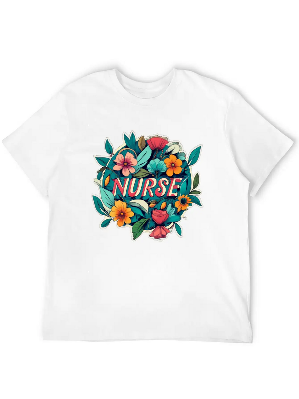 Nurse Nurses Flower Flowers Essential Cotton Tee For Daily Outfits – Unisex Style