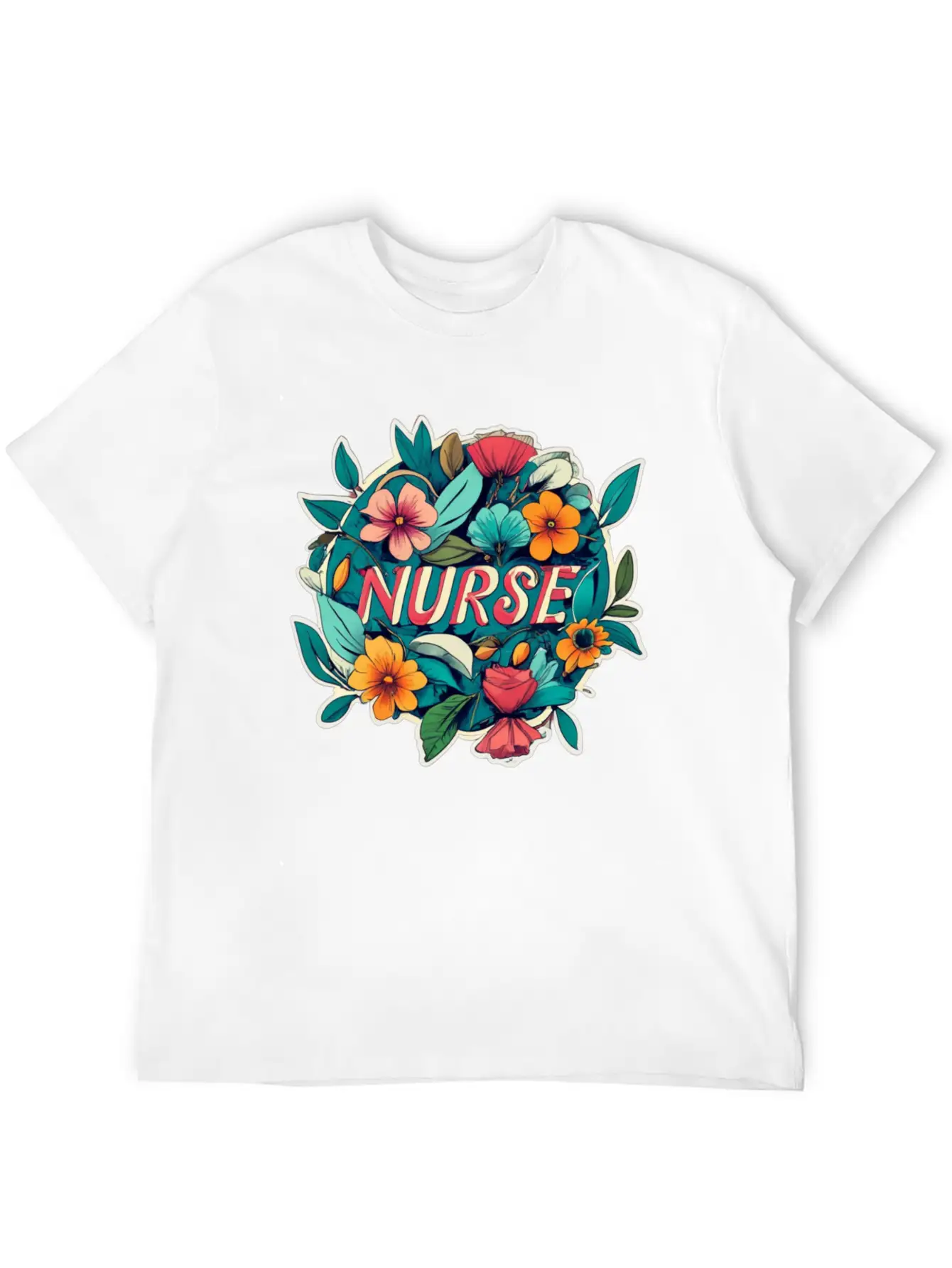 Nurse Nurses Flower Flowers Essential Cotton Tee For Daily Outfits – Unisex Style