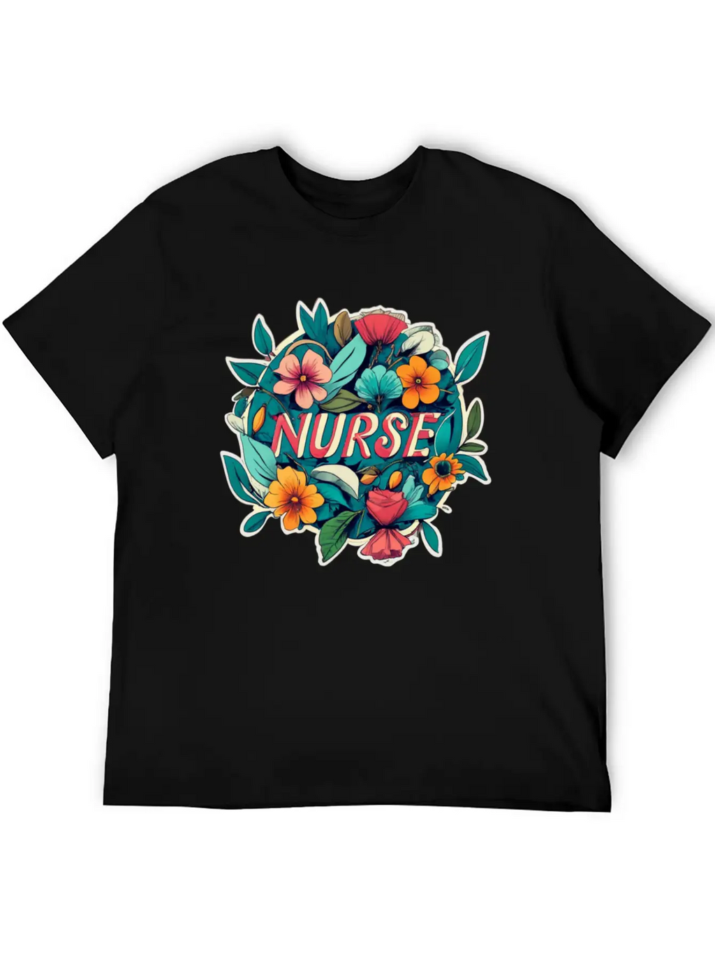 Nurse Nurses Flower Flowers Essential Cotton Tee For Daily Outfits – Unisex Style