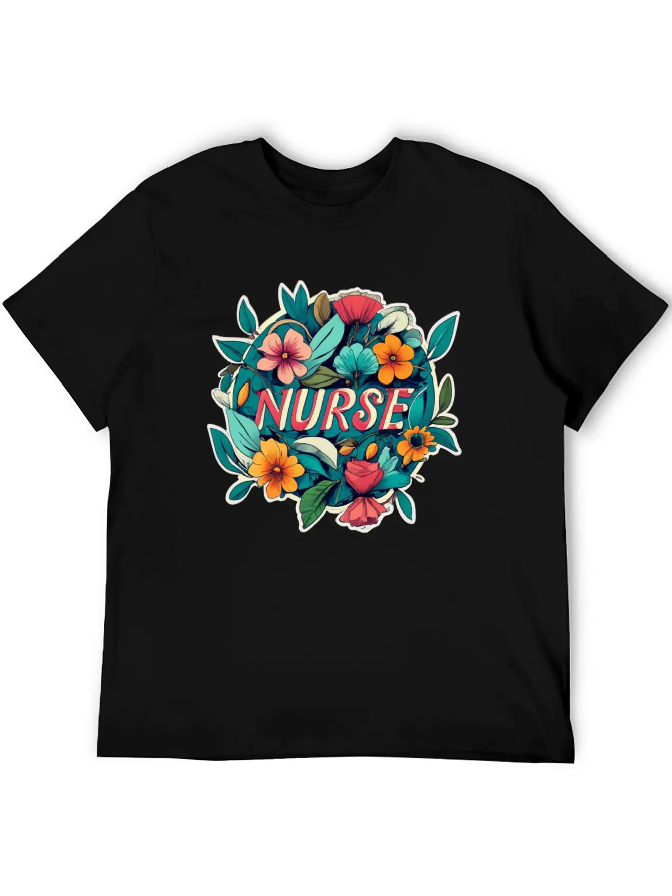 Nurse Nurses Flower Flowers Essential Cotton Tee For Daily Outfits – Unisex Style