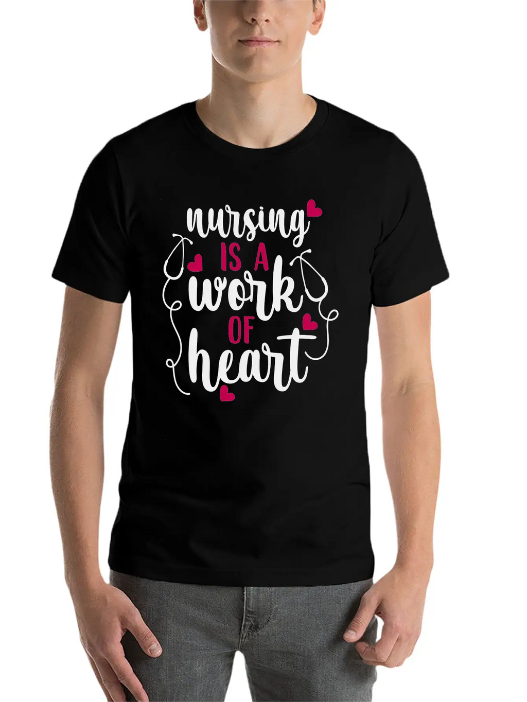 Nursing Is A Work Of Heart, Nurse, Nursing, RN Casual Graphic T-Shirt – Simple And Comfortable Daily Wear
