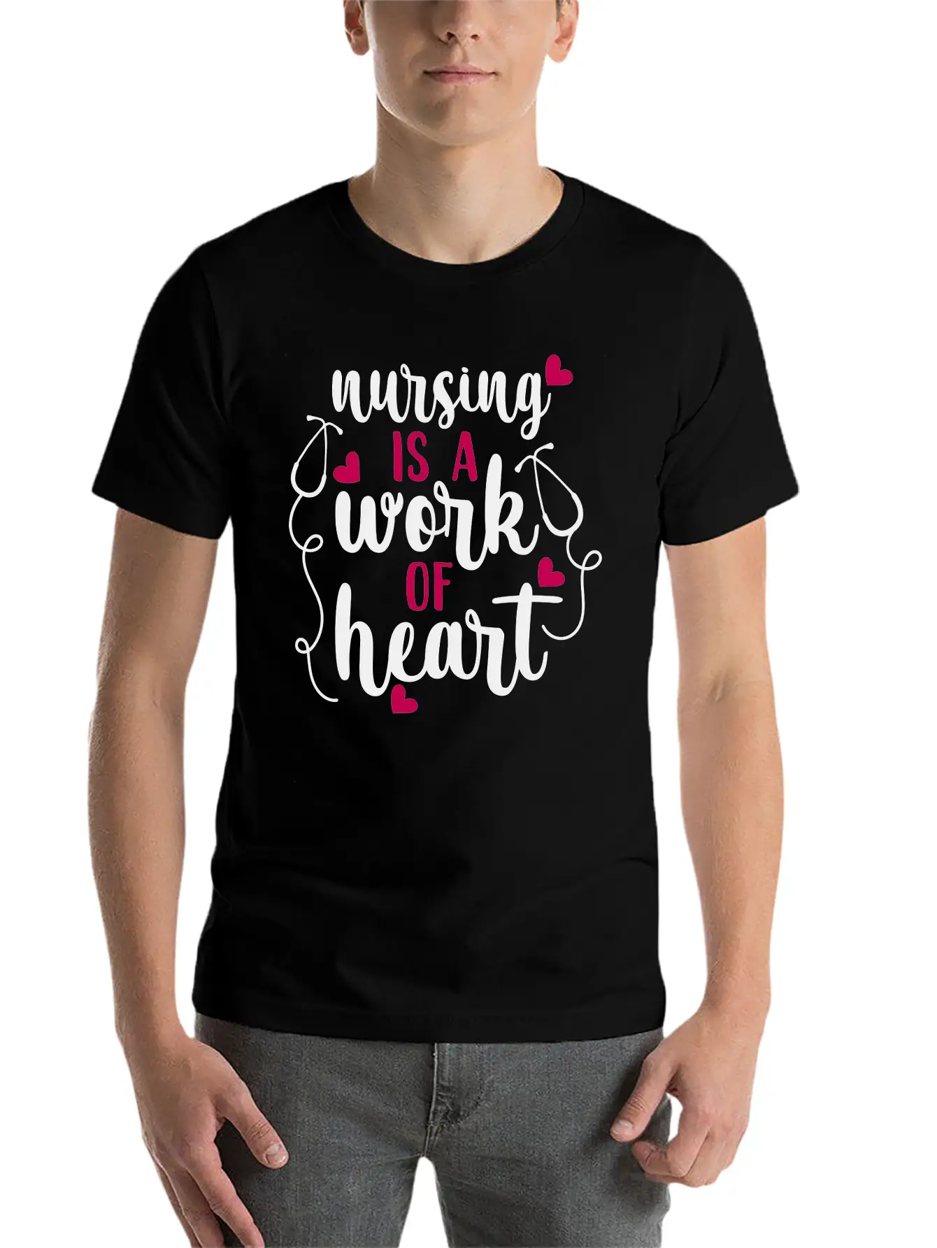 Nursing Is A Work Of Heart, Nurse, Nursing, RN Casual Graphic T-Shirt – Simple And Comfortable Daily Wear