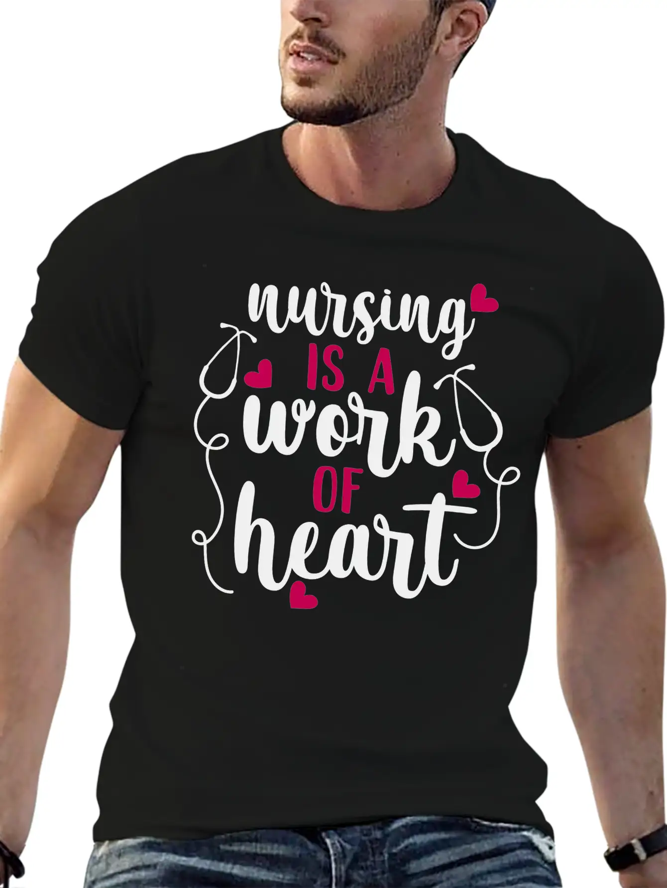 Nursing Is A Work Of Heart, Nurse, Nursing, RN Casual Graphic T-Shirt – Simple And Comfortable Daily Wear