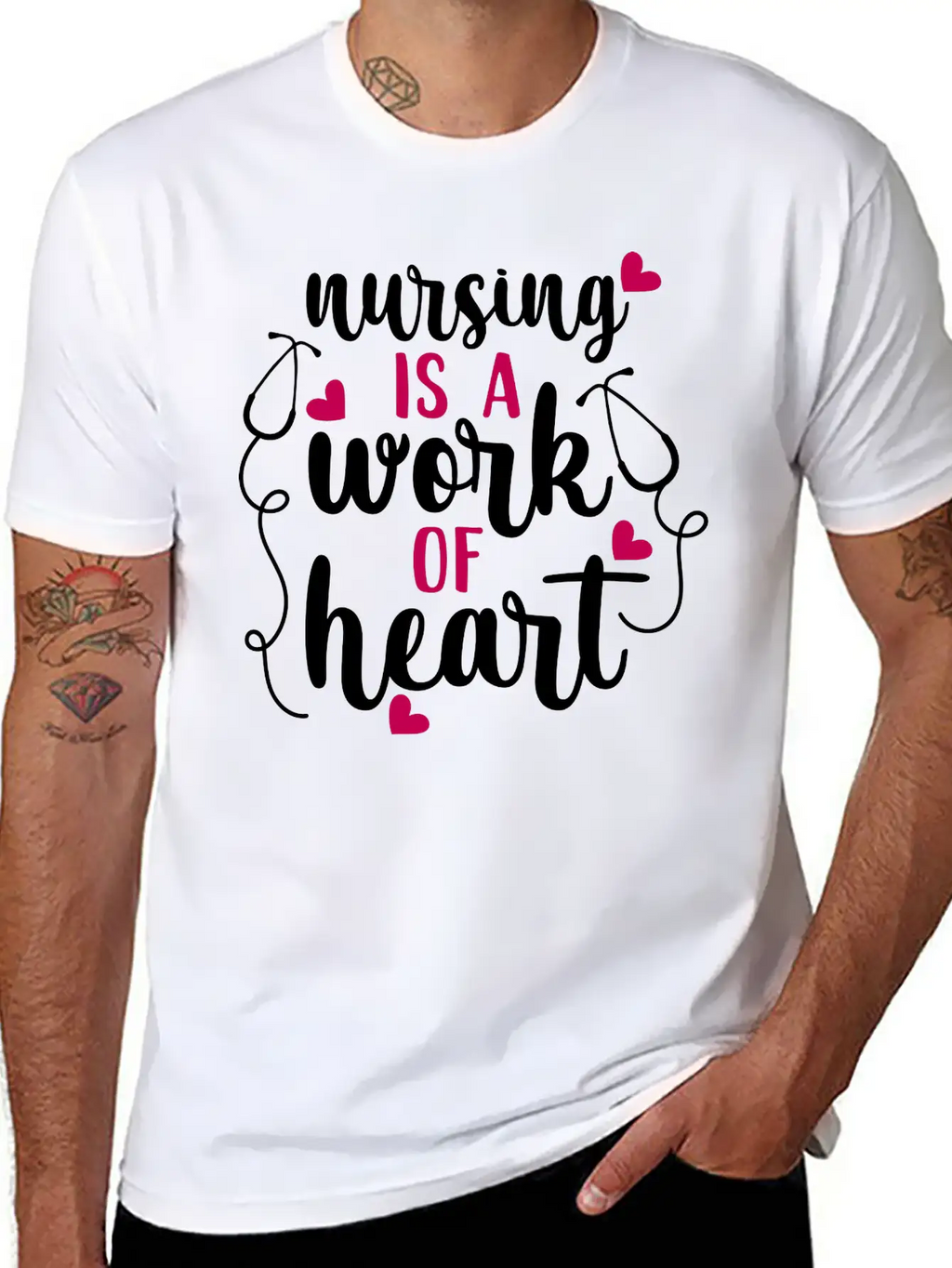 Nursing Is A Work Of Heart, Nurse, Nursing, RN Casual Graphic T-Shirt – Simple And Comfortable Daily Wear