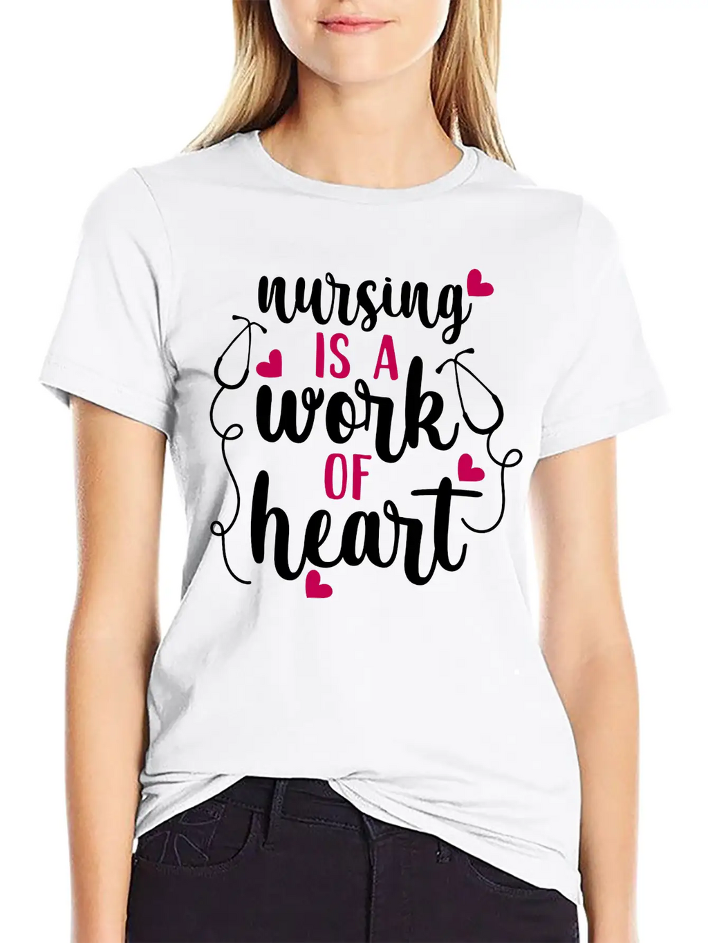 Nursing Is A Work Of Heart, Nurse, Nursing, RN Casual Graphic T-Shirt – Simple And Comfortable Daily Wear