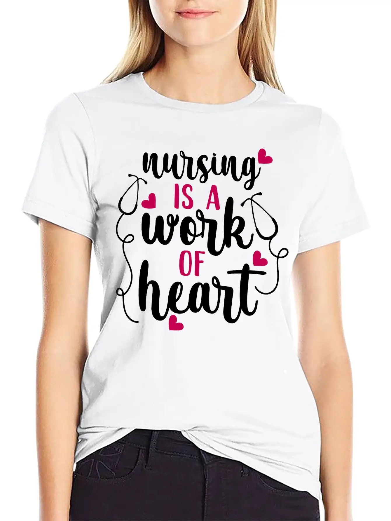 Nursing Is A Work Of Heart, Nurse, Nursing, RN Casual Graphic T-Shirt – Simple And Comfortable Daily Wear