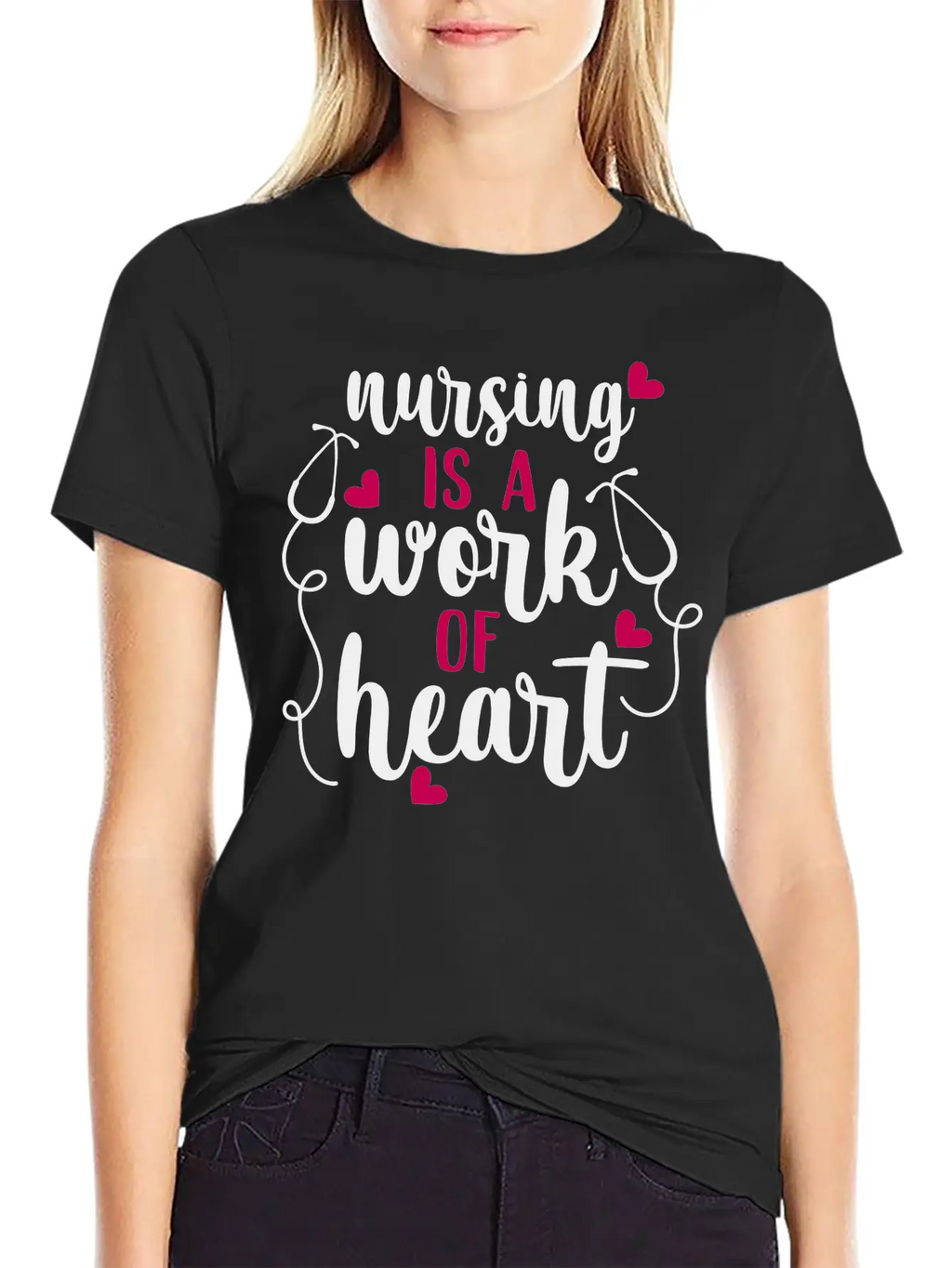 Nursing Is A Work Of Heart, Nurse, Nursing, RN Casual Graphic T-Shirt – Simple And Comfortable Daily Wear