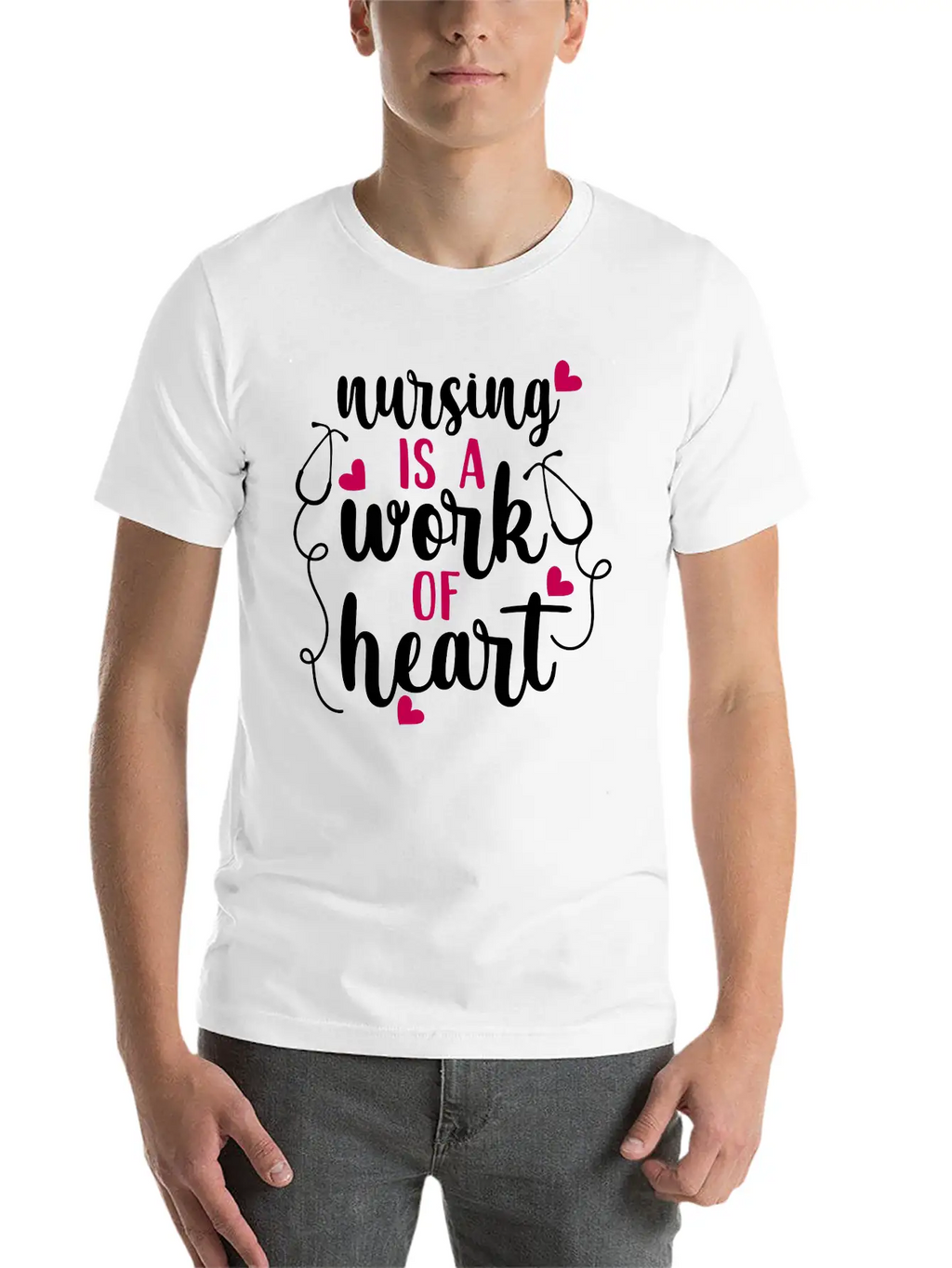 Nursing Is A Work Of Heart, Nurse, Nursing, RN Casual Graphic T-Shirt – Simple And Comfortable Daily Wear