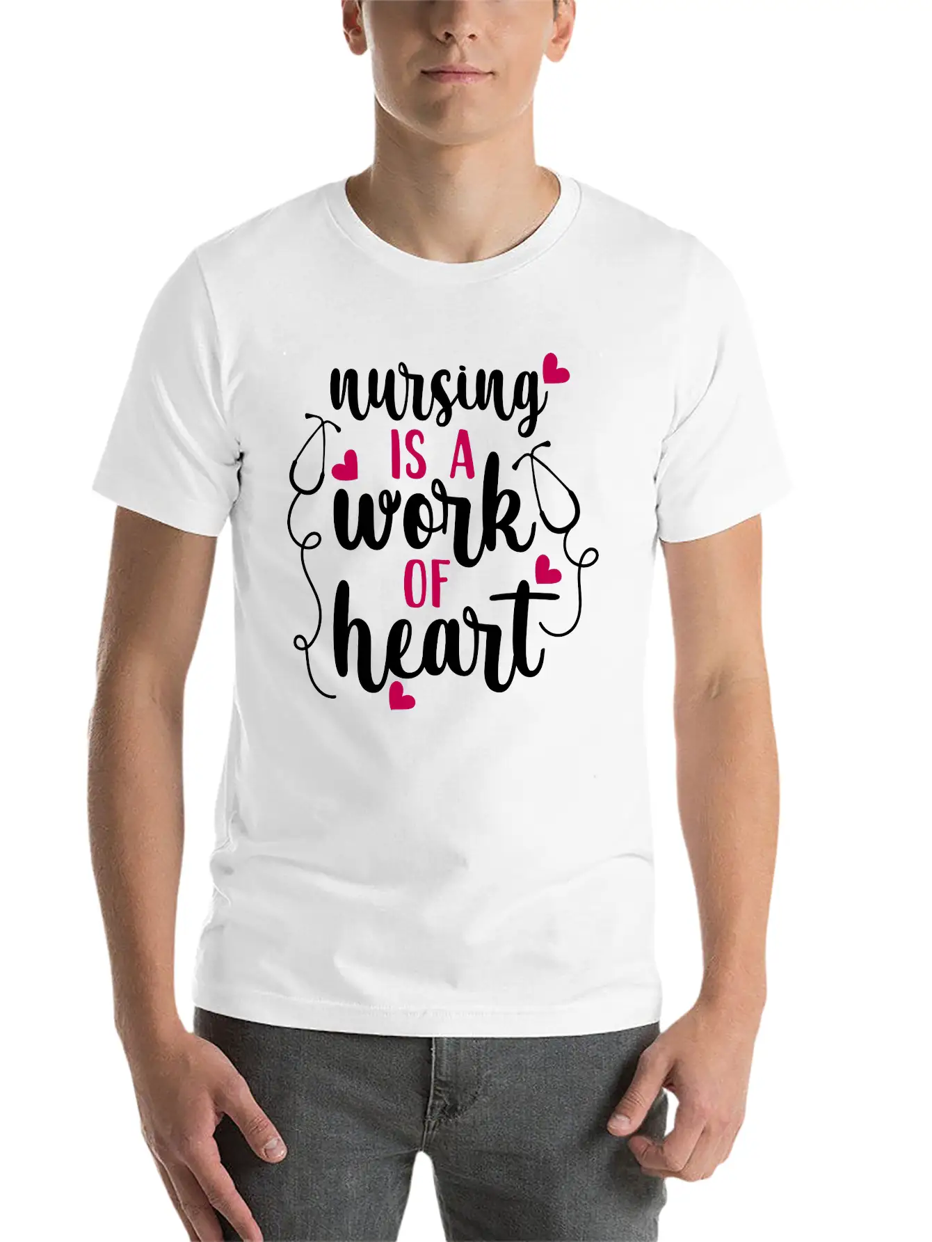 Nursing Is A Work Of Heart, Nurse, Nursing, RN Casual Graphic T-Shirt – Simple And Comfortable Daily Wear