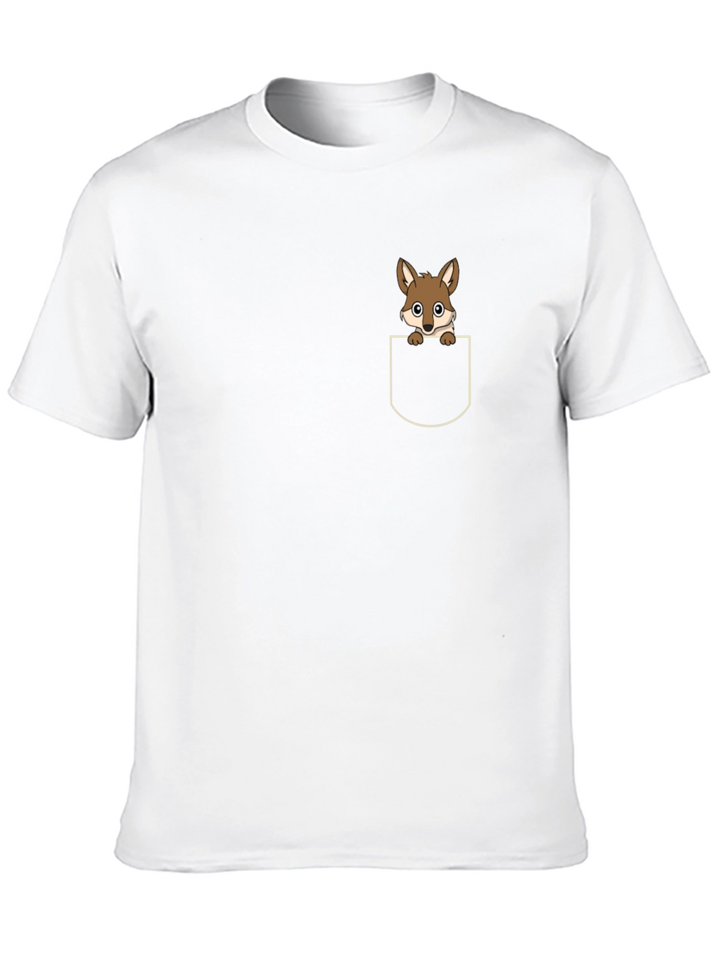 Cute Pocket Fox T-Shirt - Black