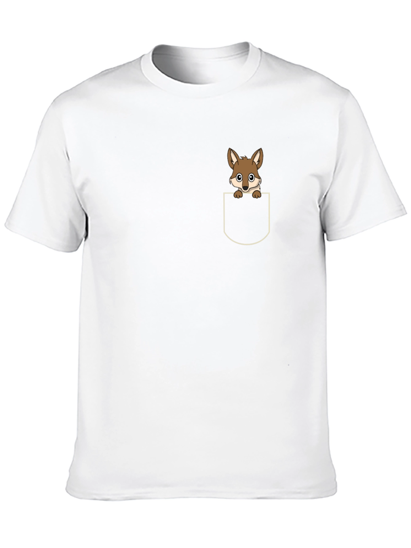 Cute Pocket Fox T-Shirt - Black